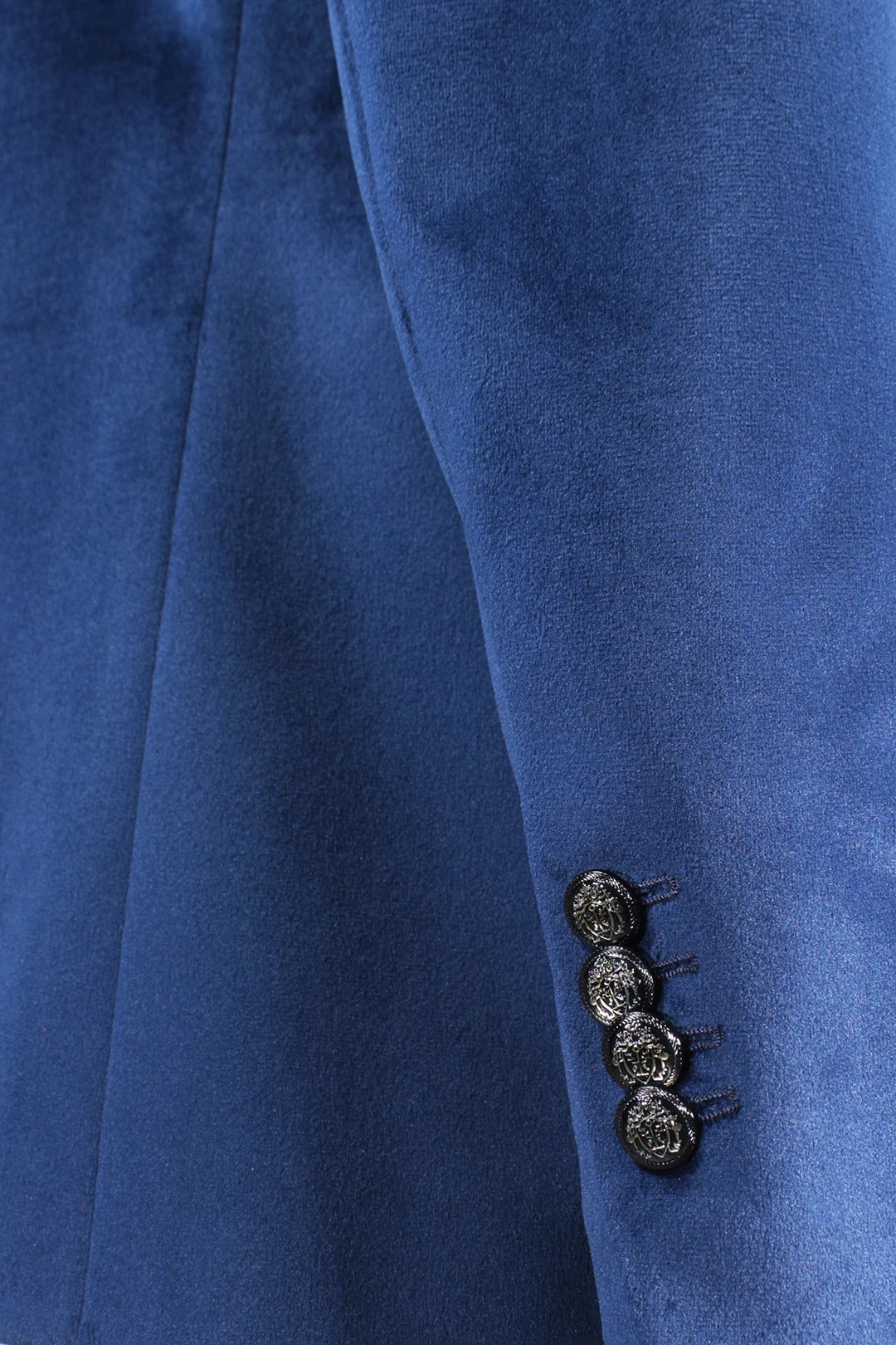 Blazer in velluto liscio blu cobalto manica