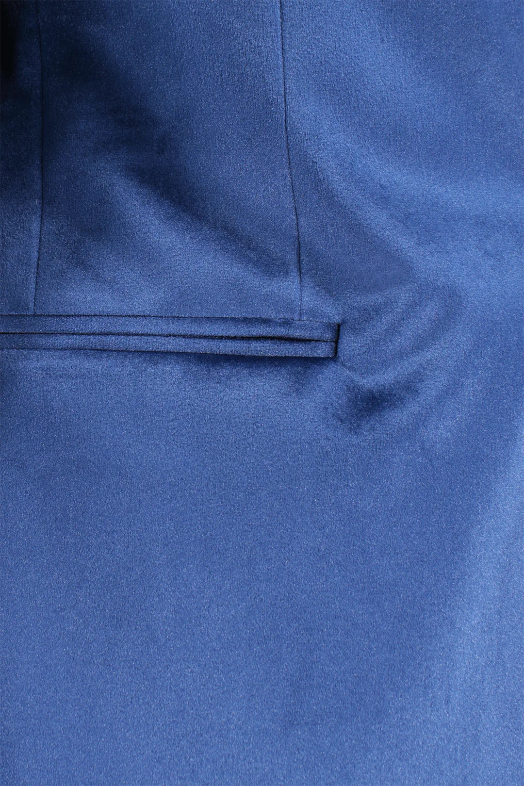 Blazer in velluto liscio blu cobalto tasca