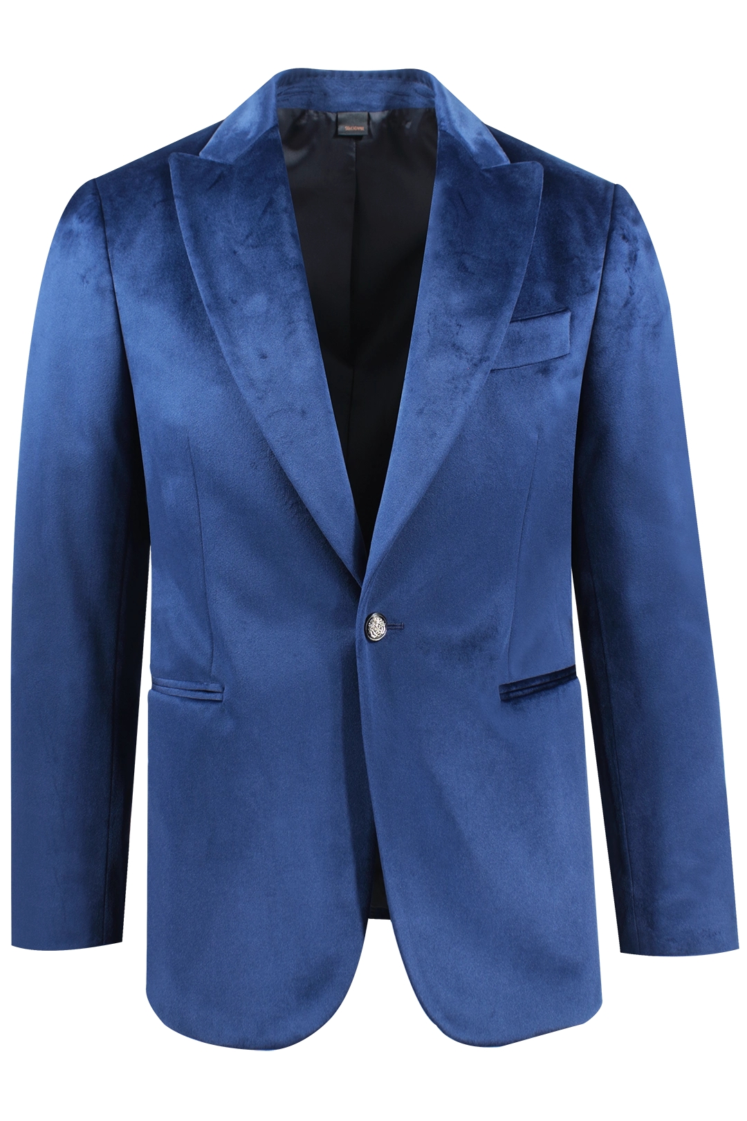 Blazer in velluto liscio blu cobalto
