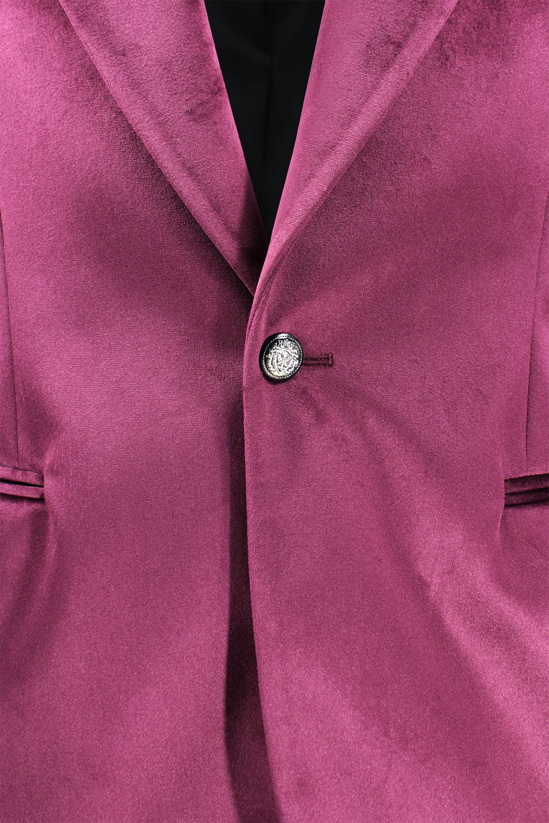 Blazer in velluto liscio magenta bottone