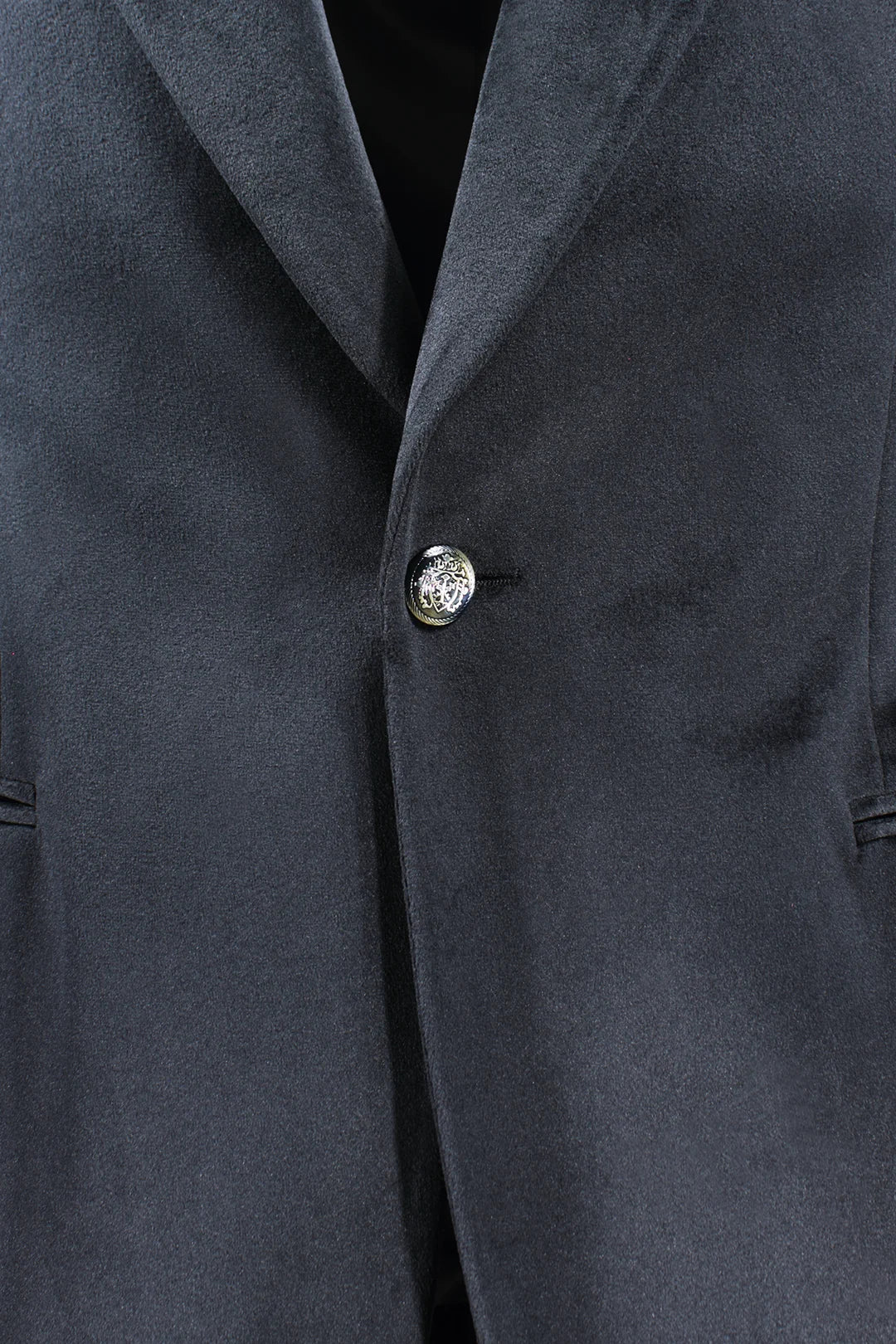 Blazer in velluto liscio nero bottone
