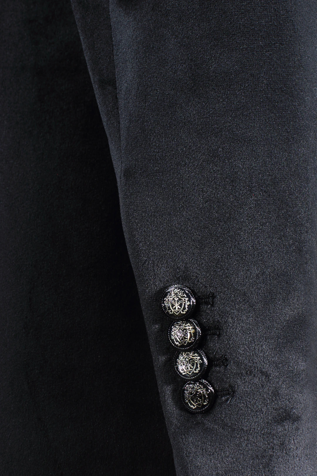 Blazer in velluto liscio nero manica