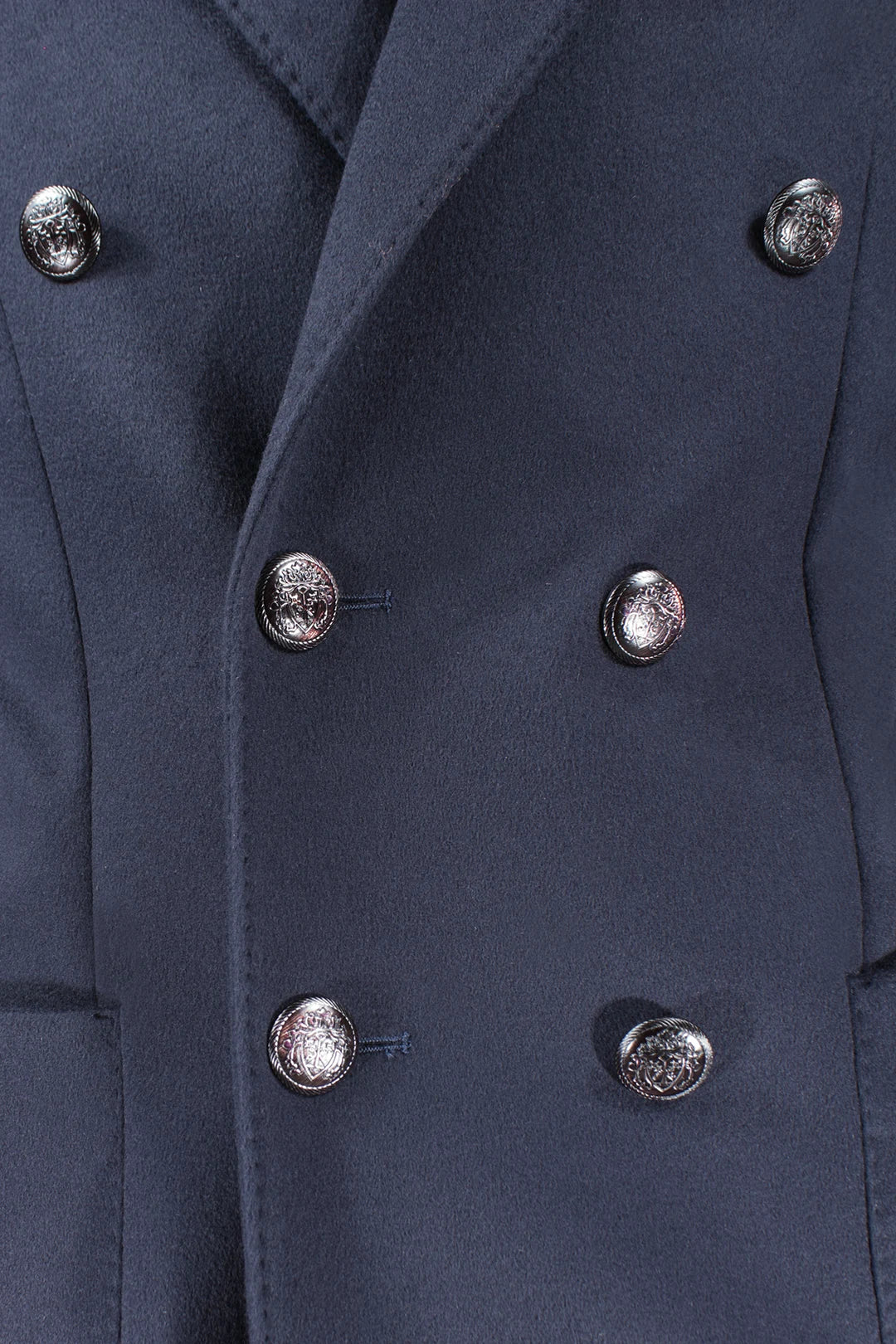 Cappotto doppiopetto in lana blu bottoni