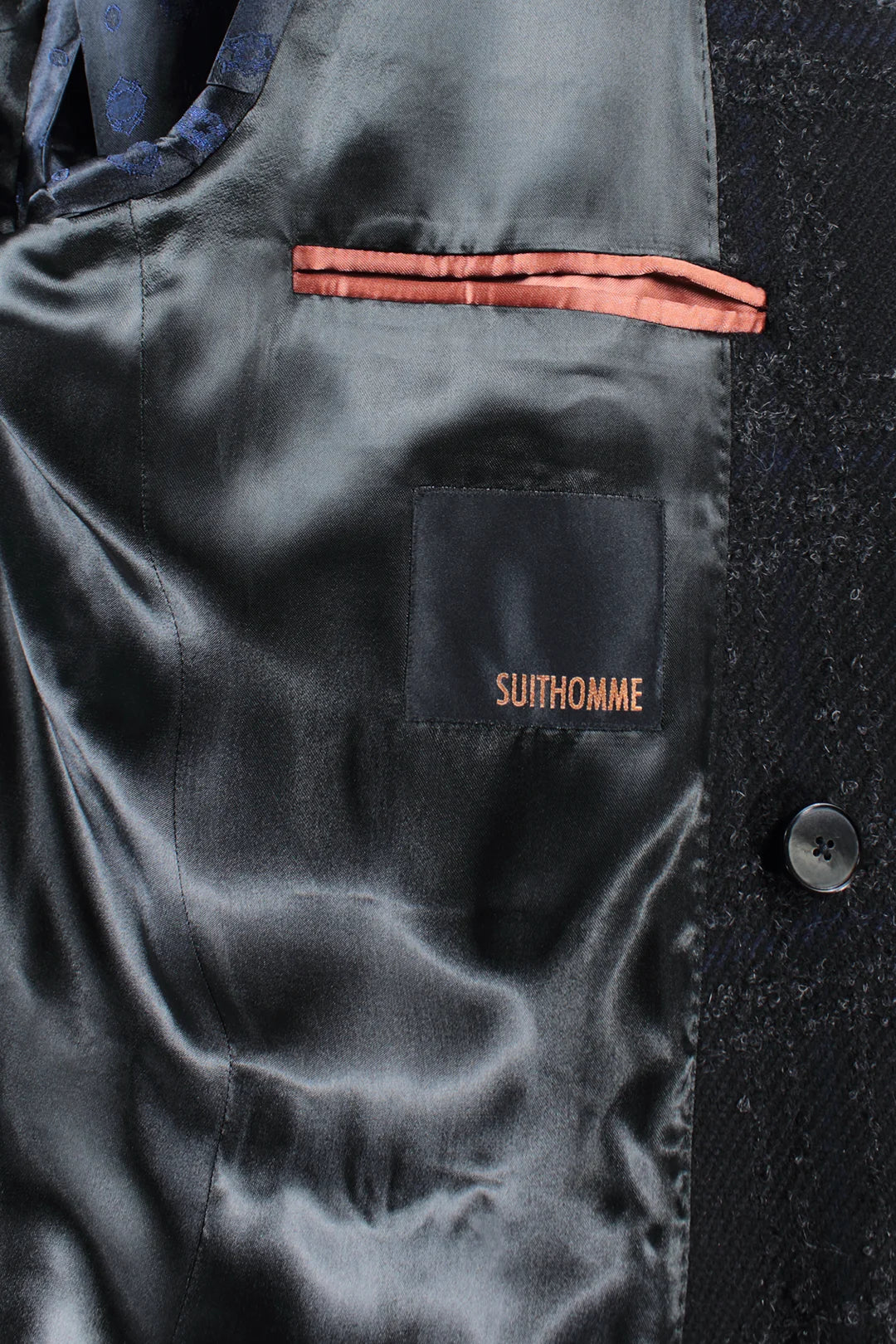 Cappotto doppiopetto in lana mohair nera a quadri brand