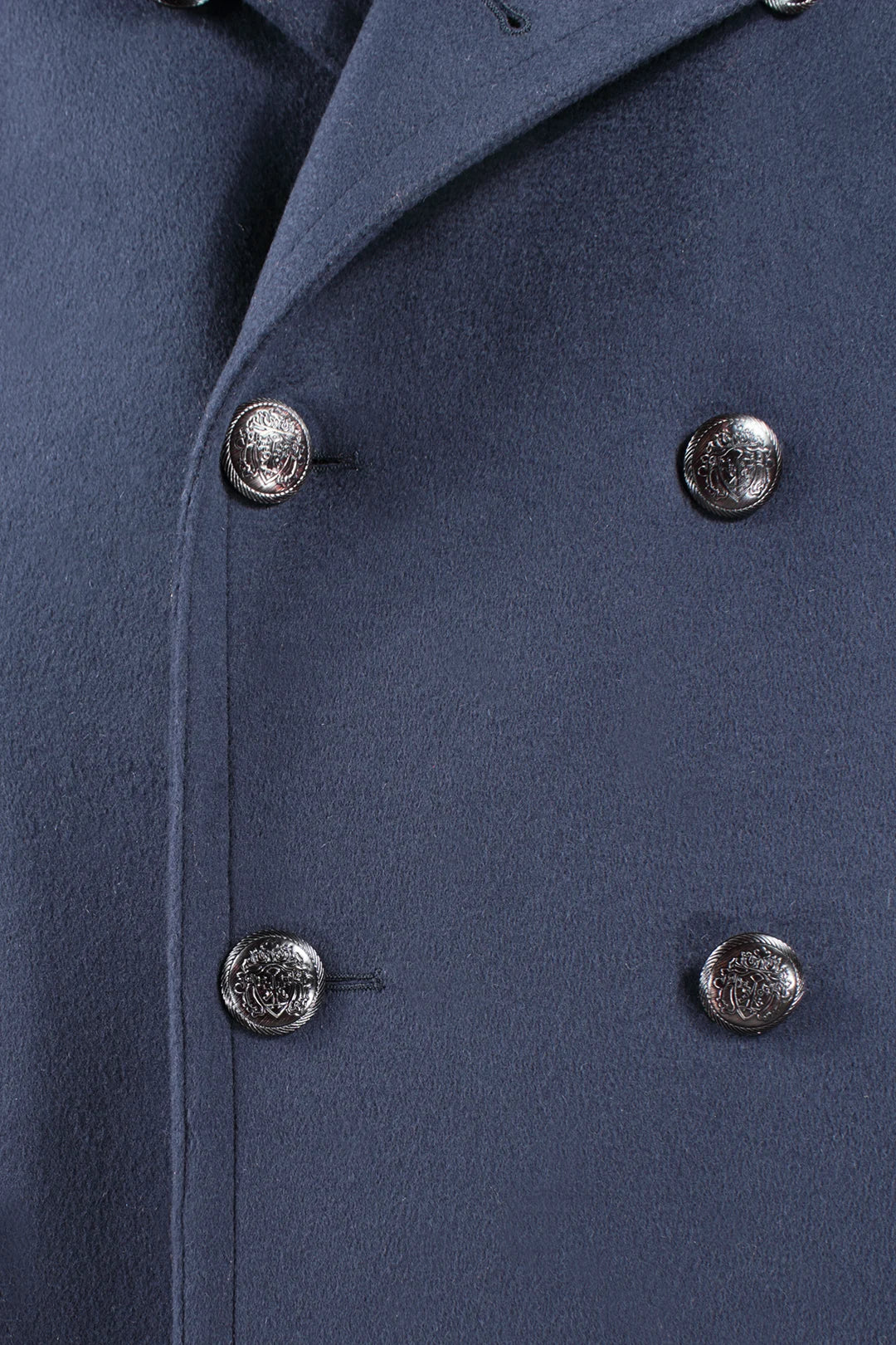 Cappotto doppiopetto in pura lana blu bottoni