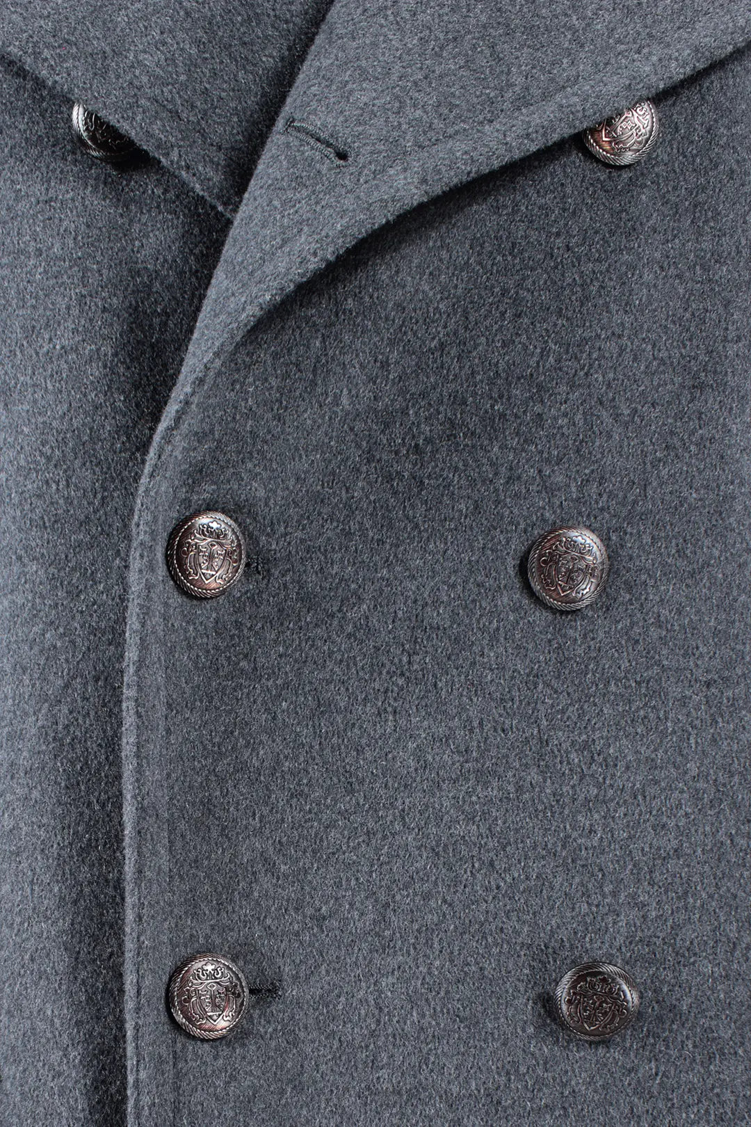 Cappotto doppiopetto in pura lana grigio bottoni