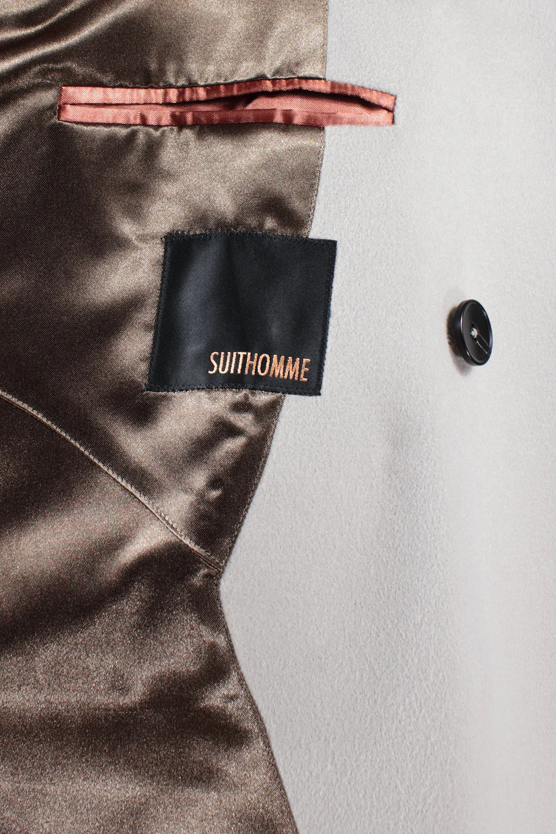 Cappotto doppiopetto in pura lana grigio perla brand