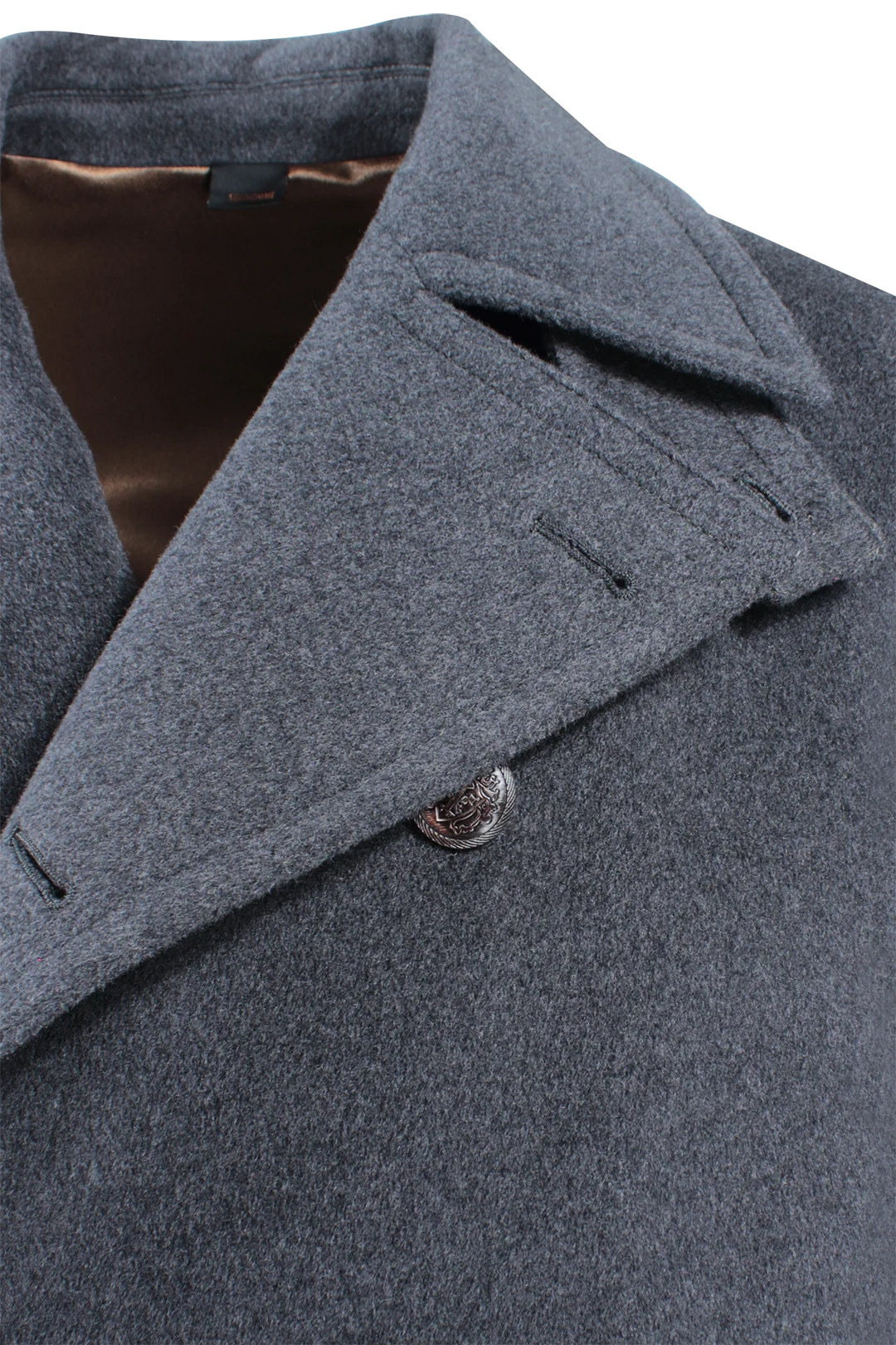 Cappotto doppiopetto in pura lana grigio rever