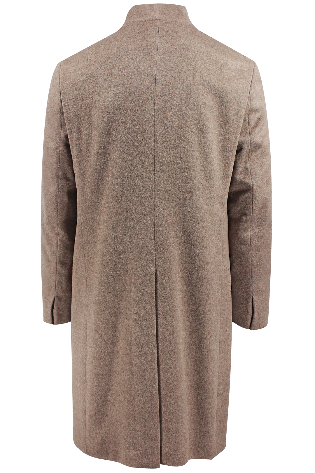Cappotto sciallato in lana e cashmere tortora retro