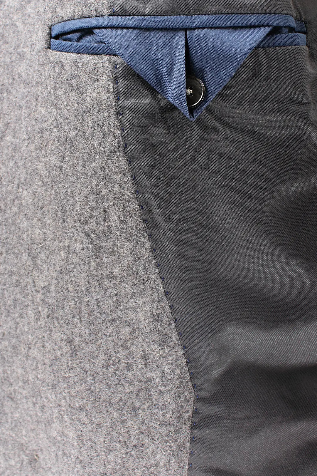 Cappotto sciallato in lana e cashmere tortora interno