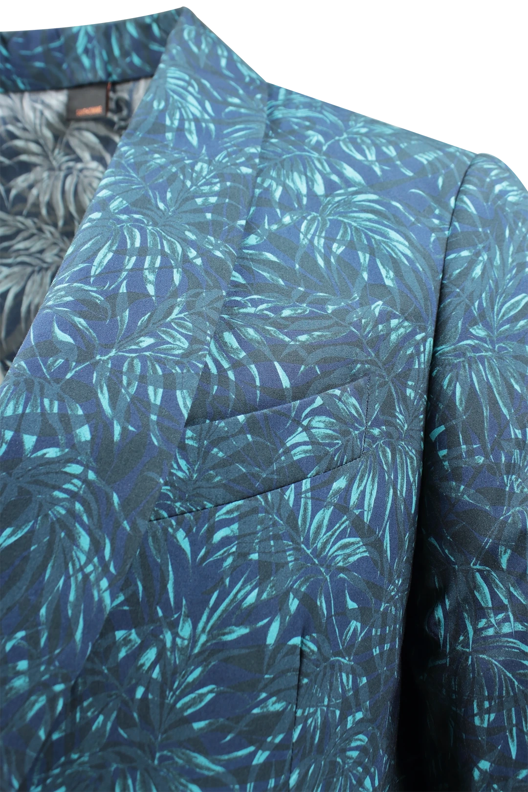 Giacca doppiopetto in cotone blu floreale rever
