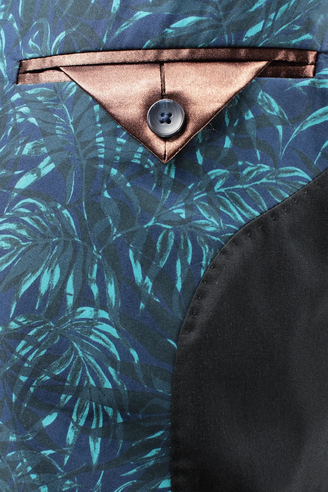Giacca doppiopetto in cotone blu floreale taschino