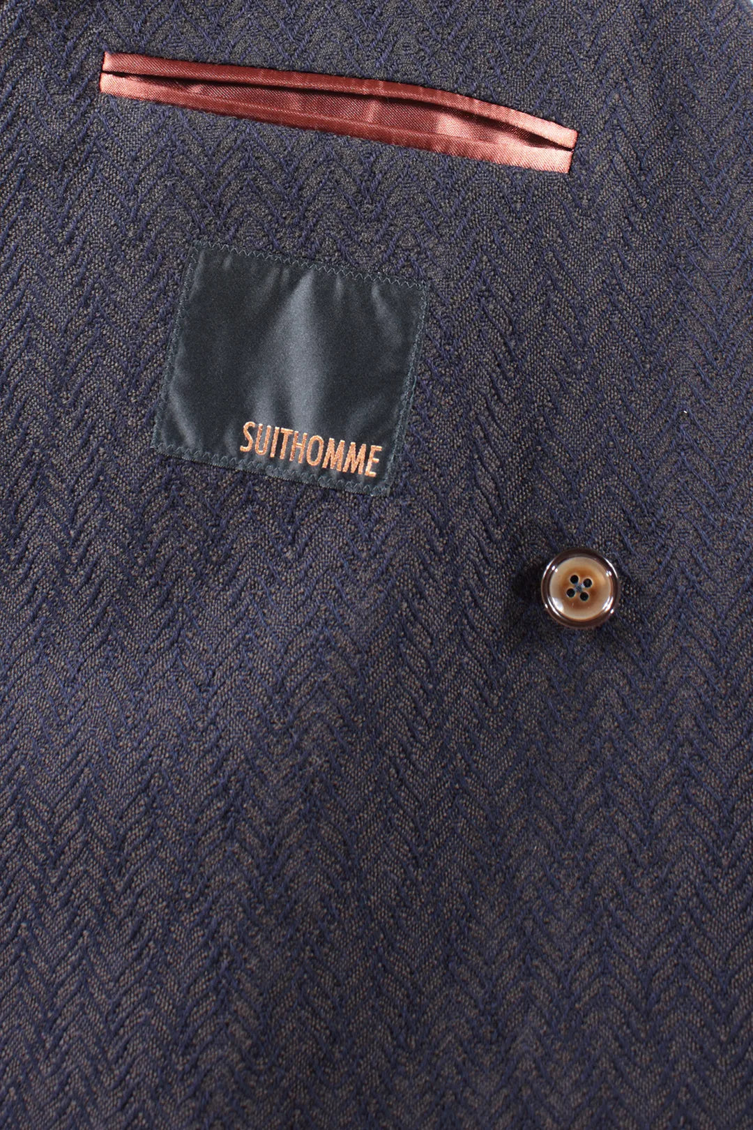 Giacca doppiopetto in lana chevron blu brand