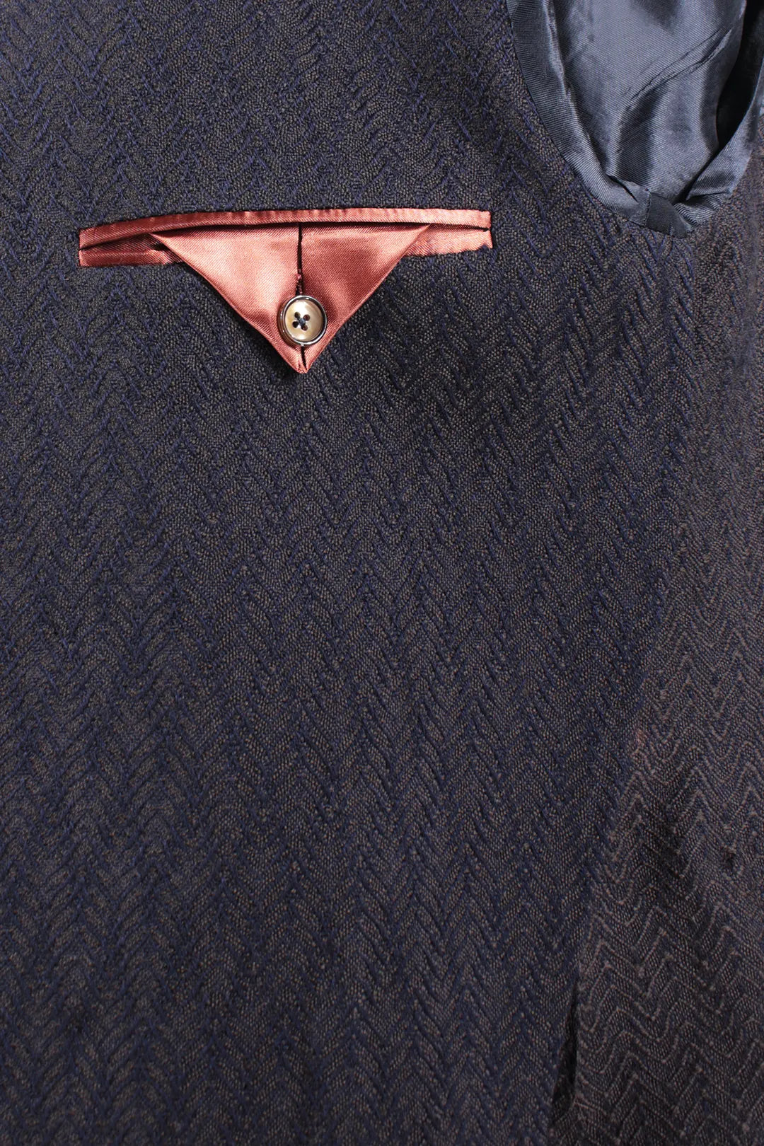 Giacca doppiopetto in lana chevron blu taschino