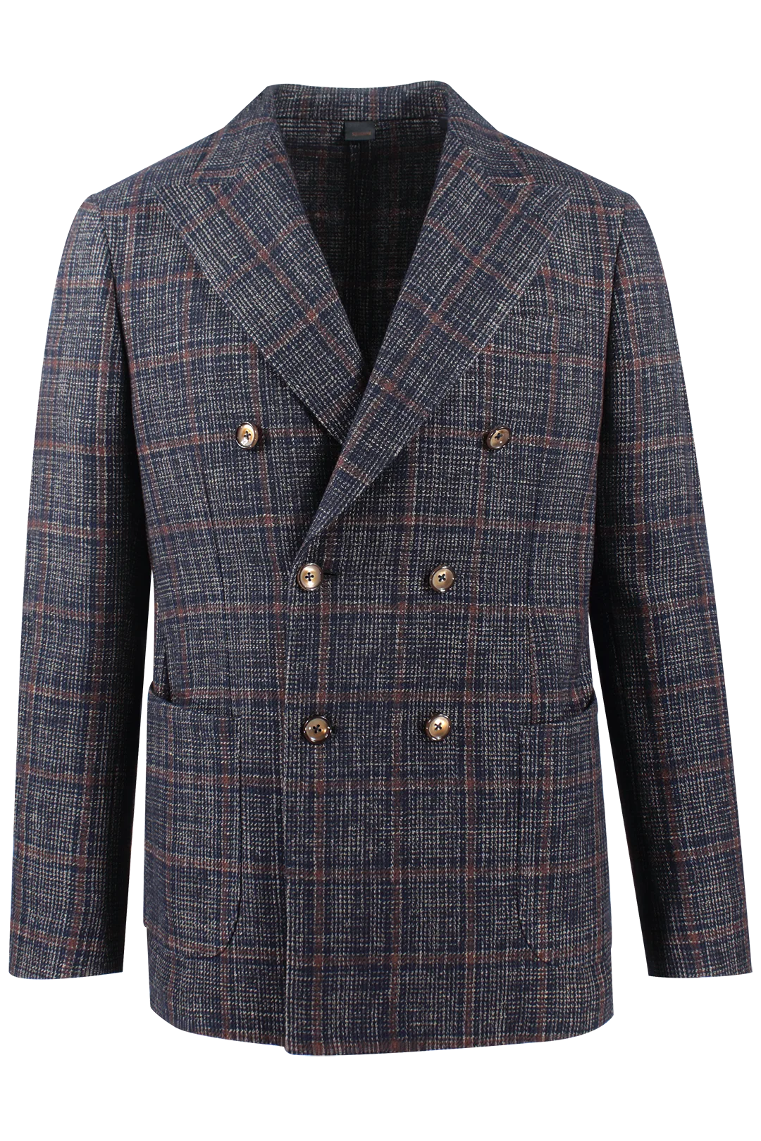 Giacca doppiopetto in lana e cotone a quadri