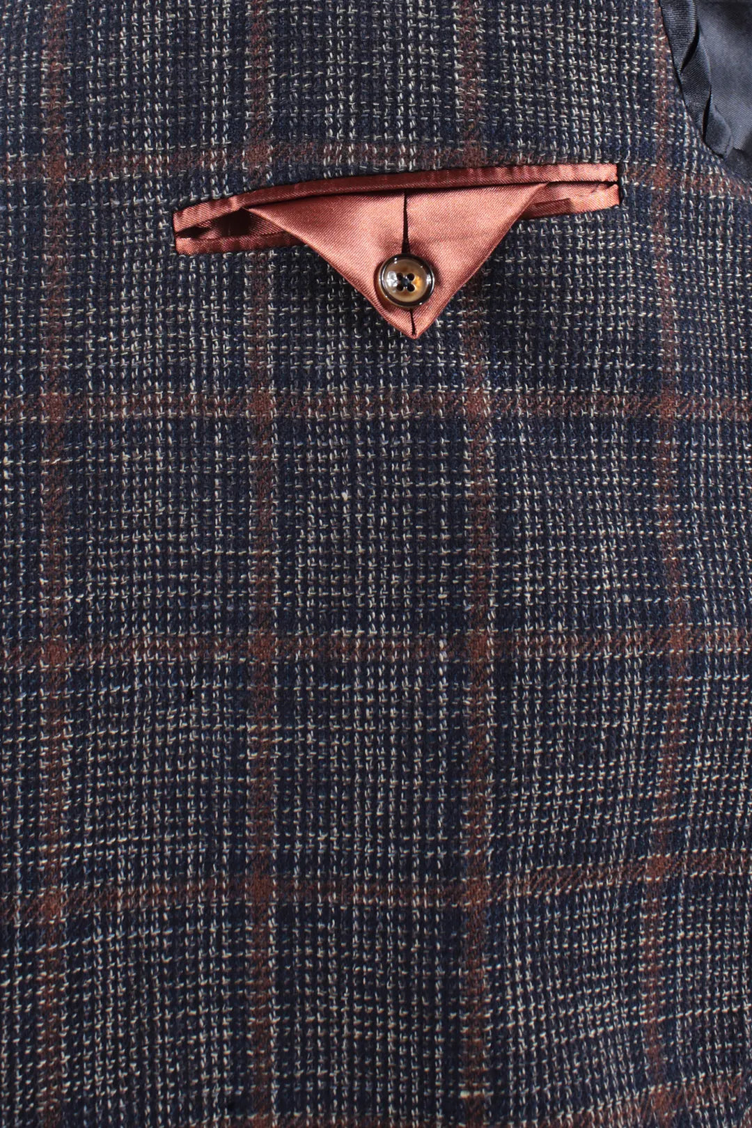 Giacca doppiopetto in lana e cotone a quadri taschino