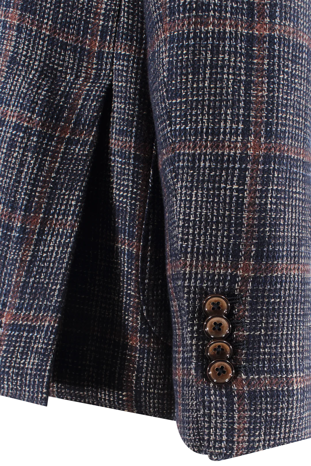 Giacca doppiopetto in lana e cotone a quadri manica