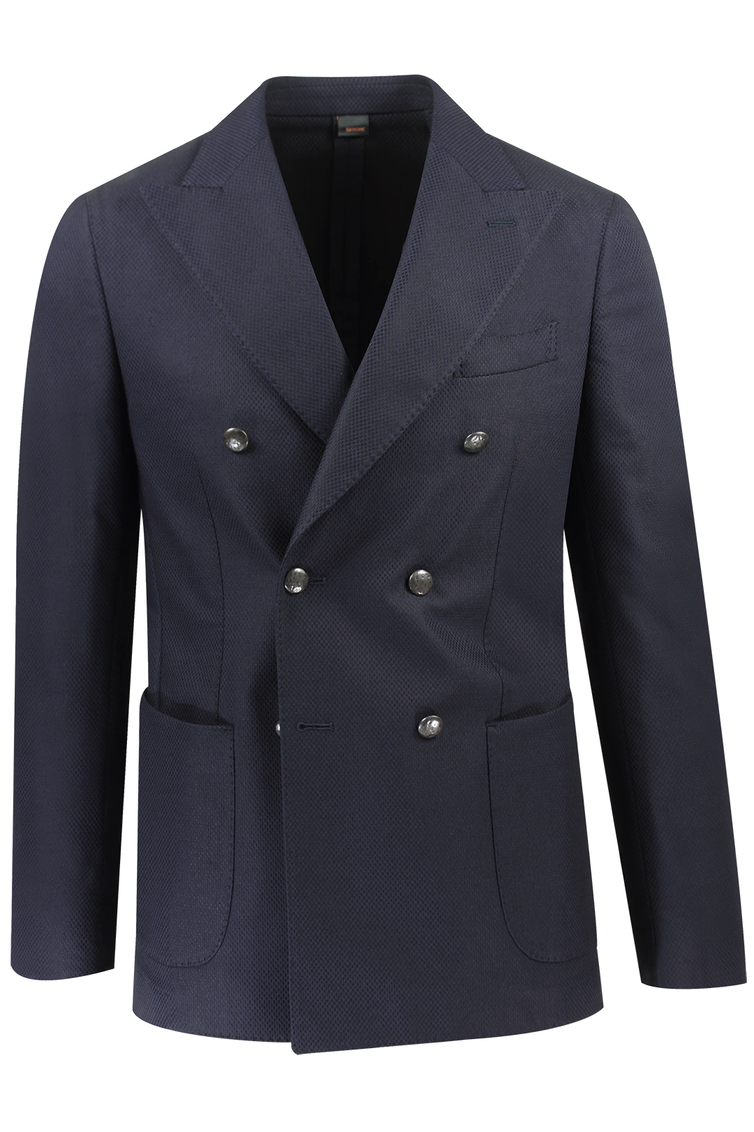 Giacca doppiopetto in tessuto piquet blu