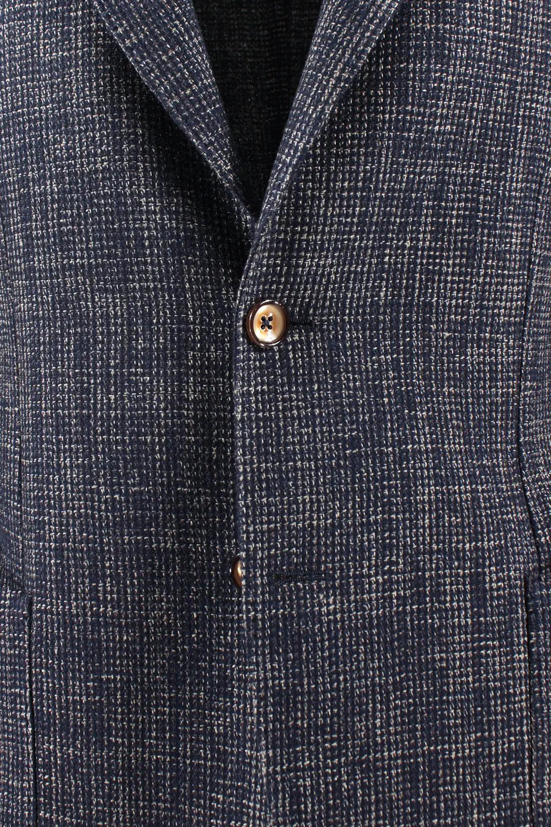 Giacca in cotone, lana e lino a quadretti bottoni