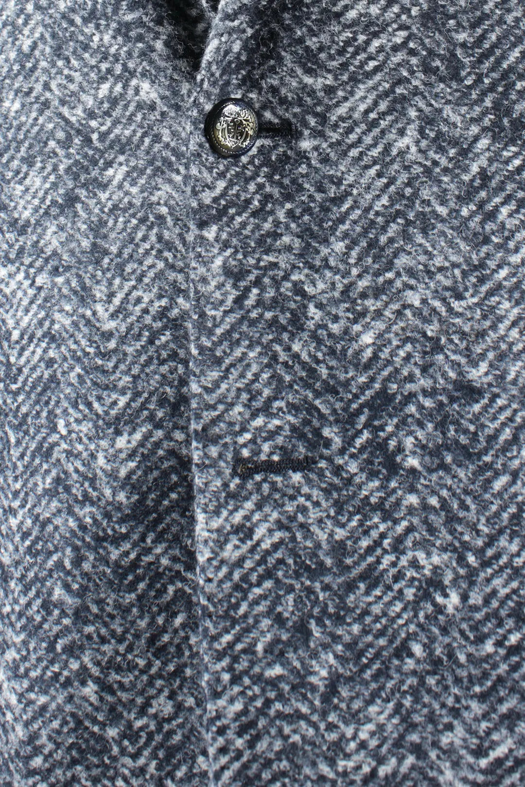 Giacca in lana chevron stretch blu bottone