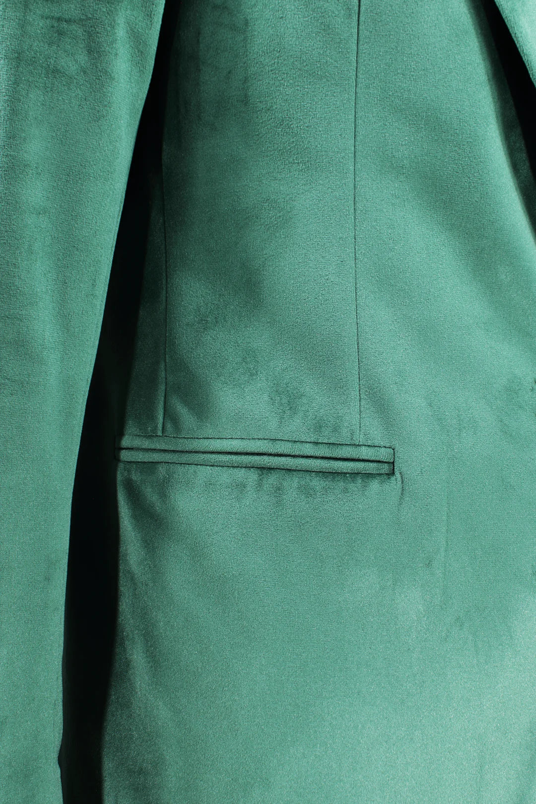 Giacca in velluto liscio verde tasca