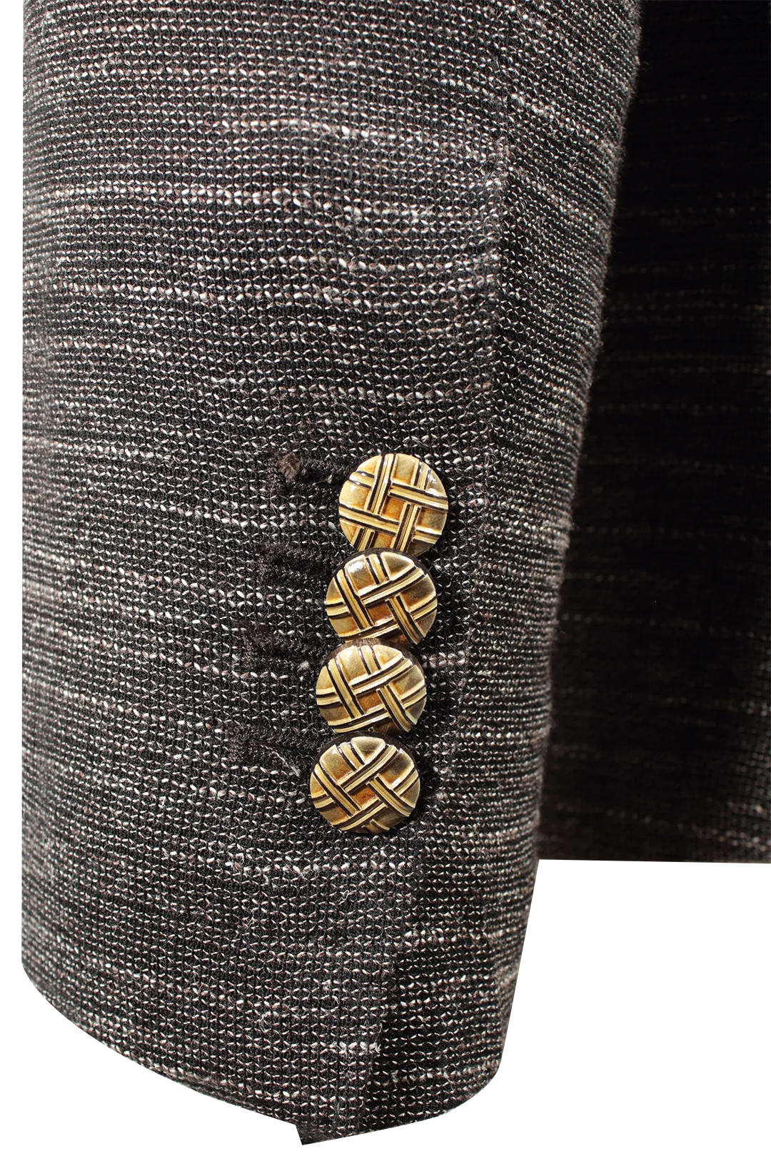 Giacca monopetto in lana, cotone e lino color terra manica