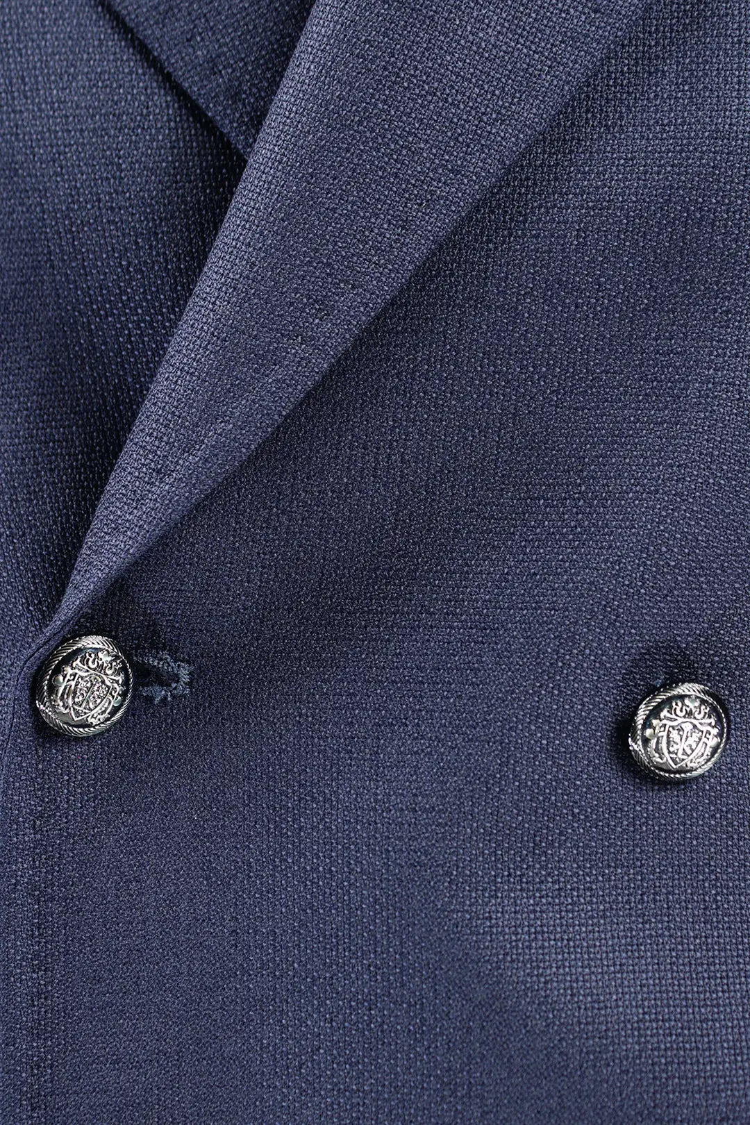 Giacca sfoderata doppiopetto in lana blu bottoni