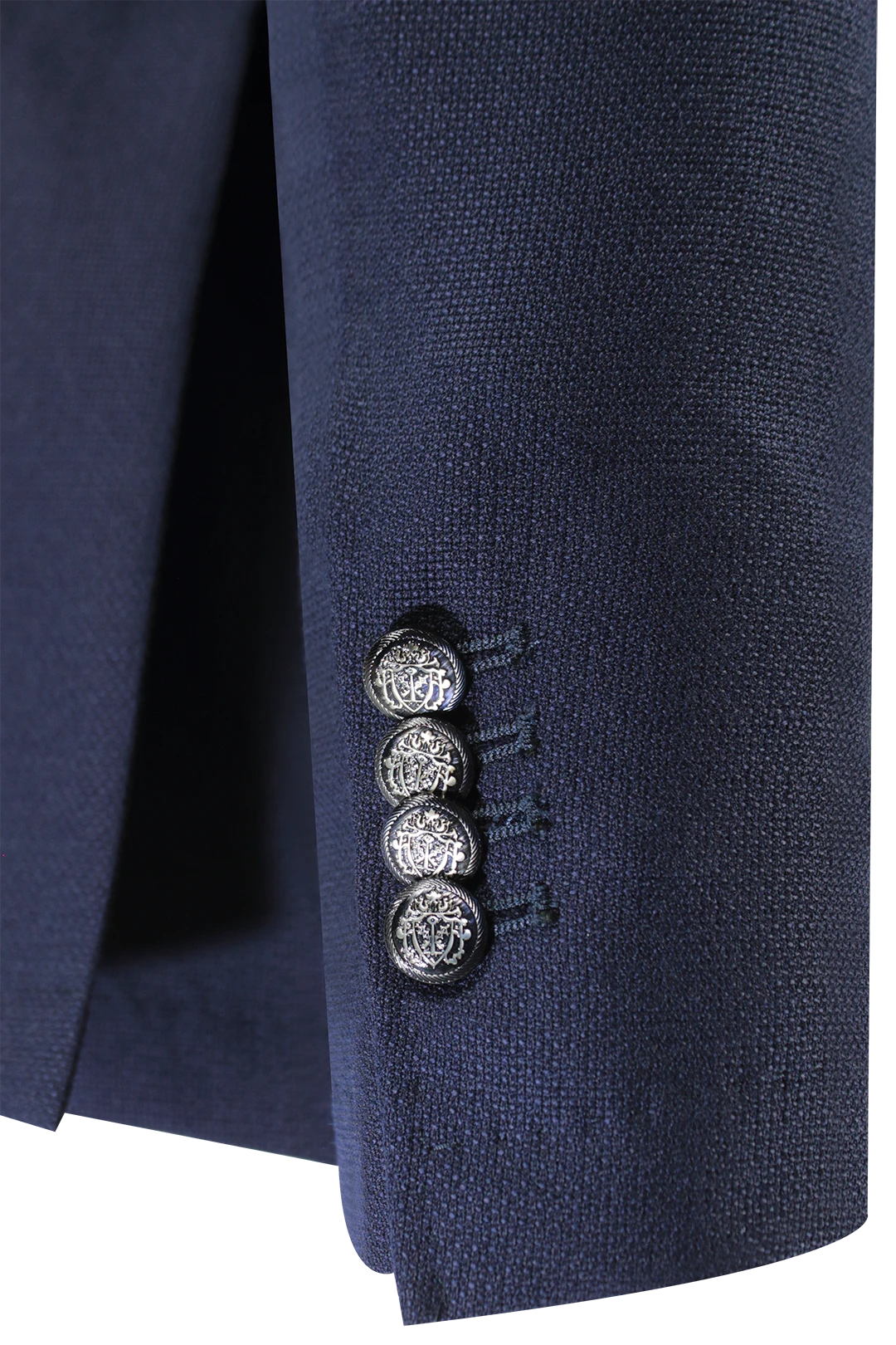 Giacca sfoderata doppiopetto in lana blu manica