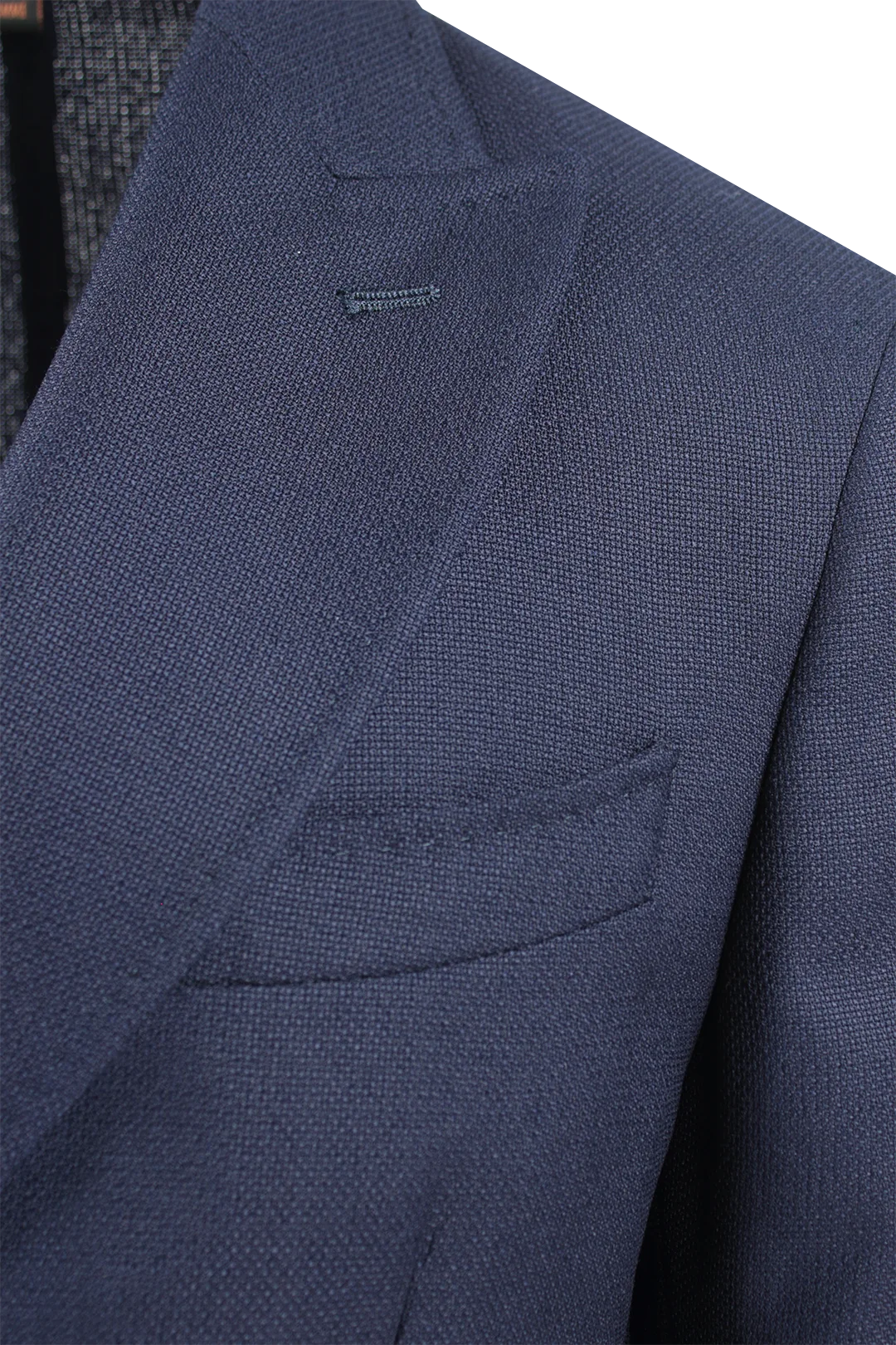 Giacca sfoderata doppiopetto in lana blu rever