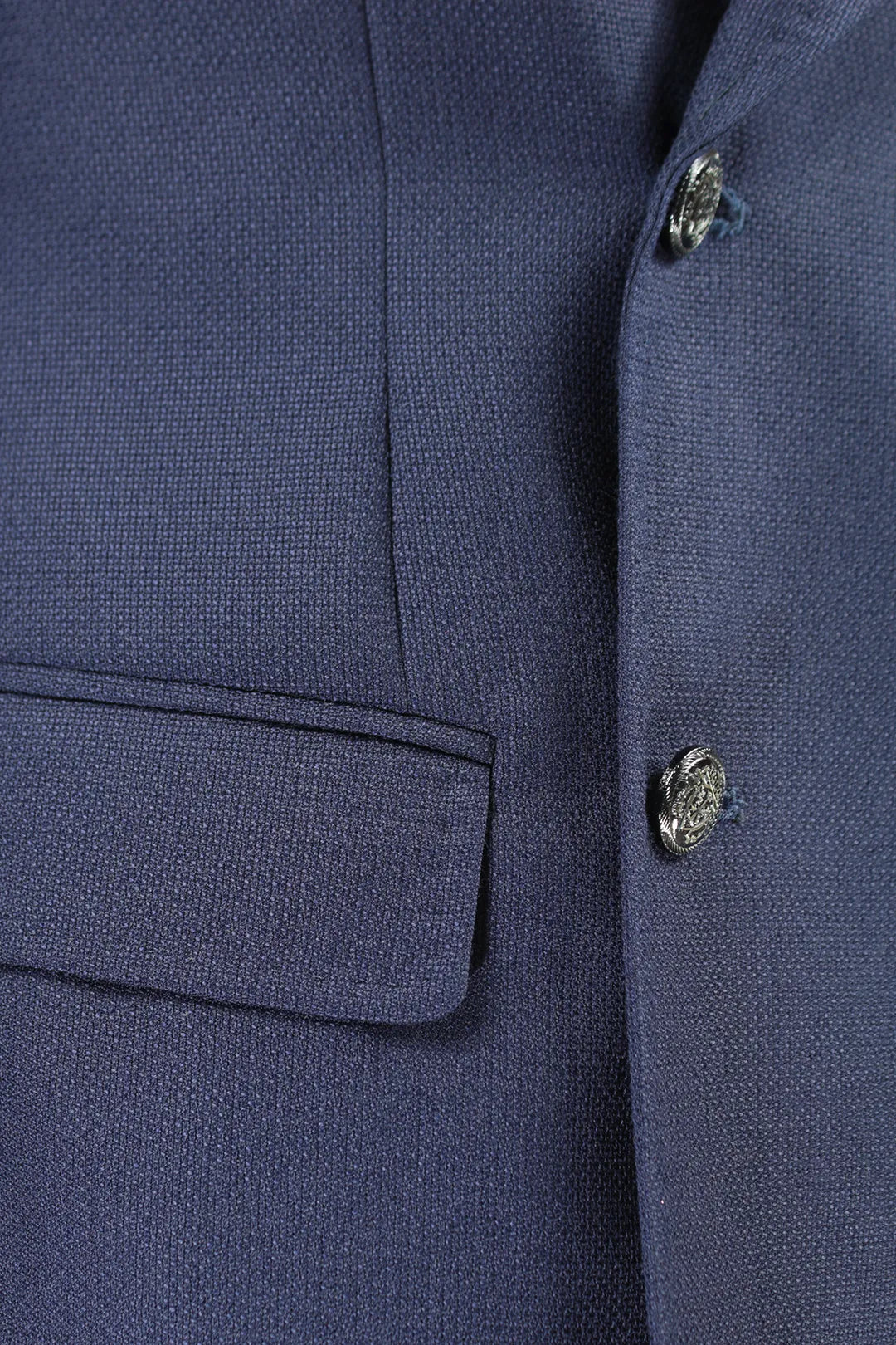 Giacca sfoderata doppiopetto in lana blu tasca