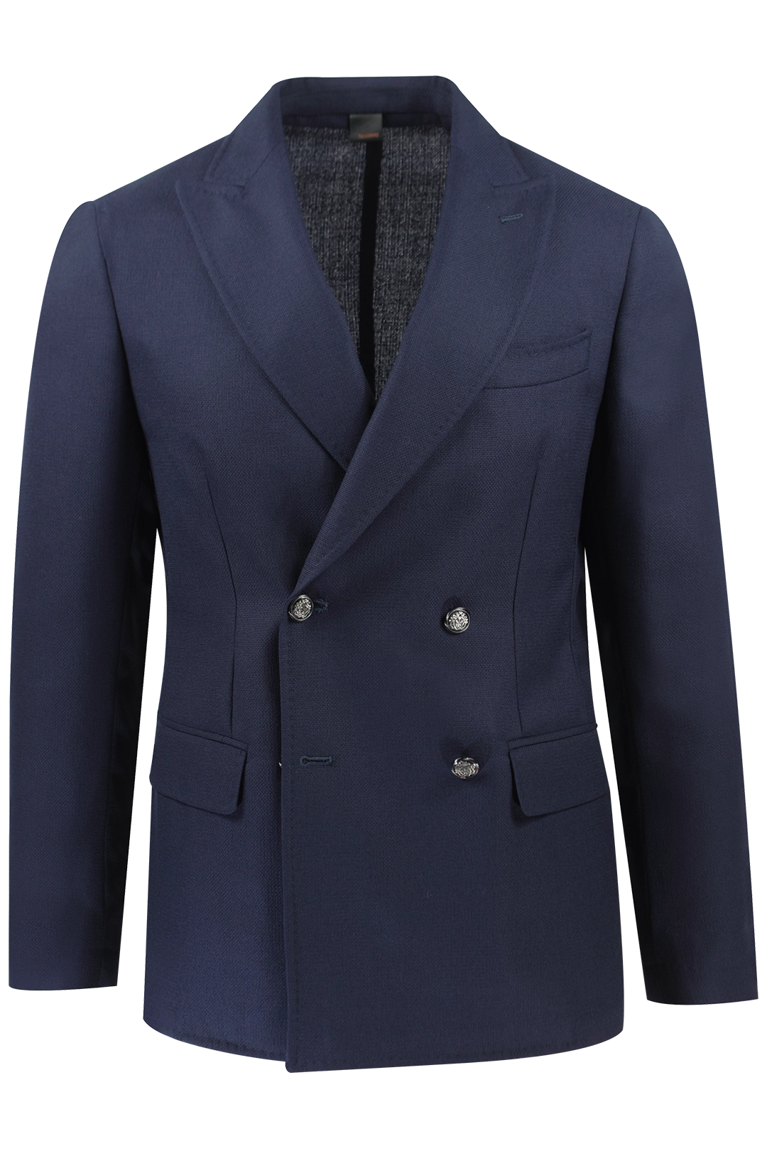 Giacca sfoderata doppiopetto in lana blu