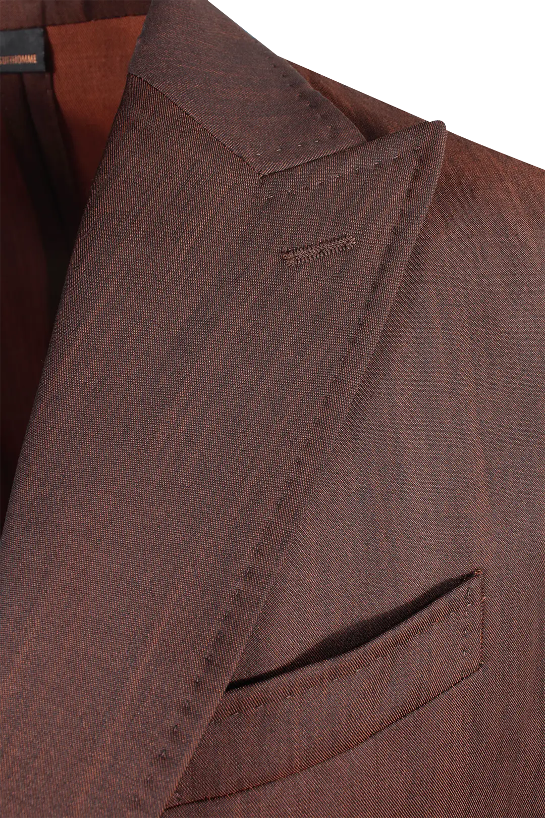 Giacca sfoderata in lana bronzo scuro rever