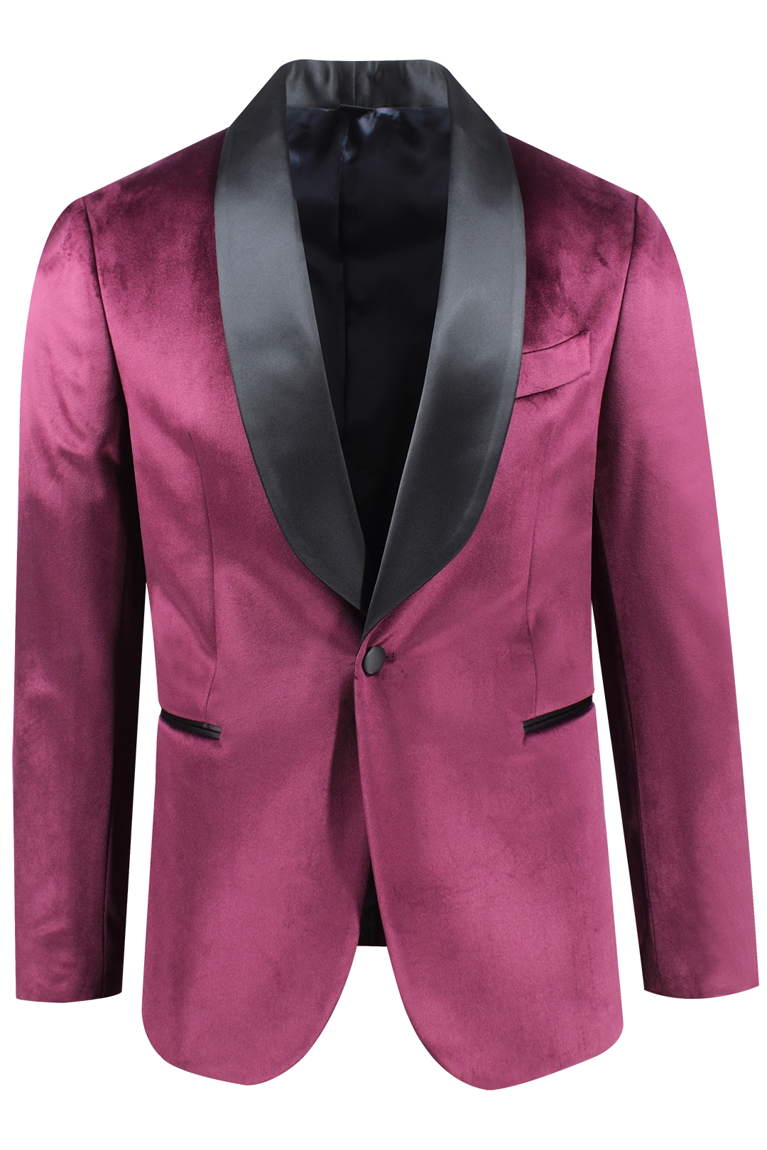 Giacca smoking in velluto liscio magenta