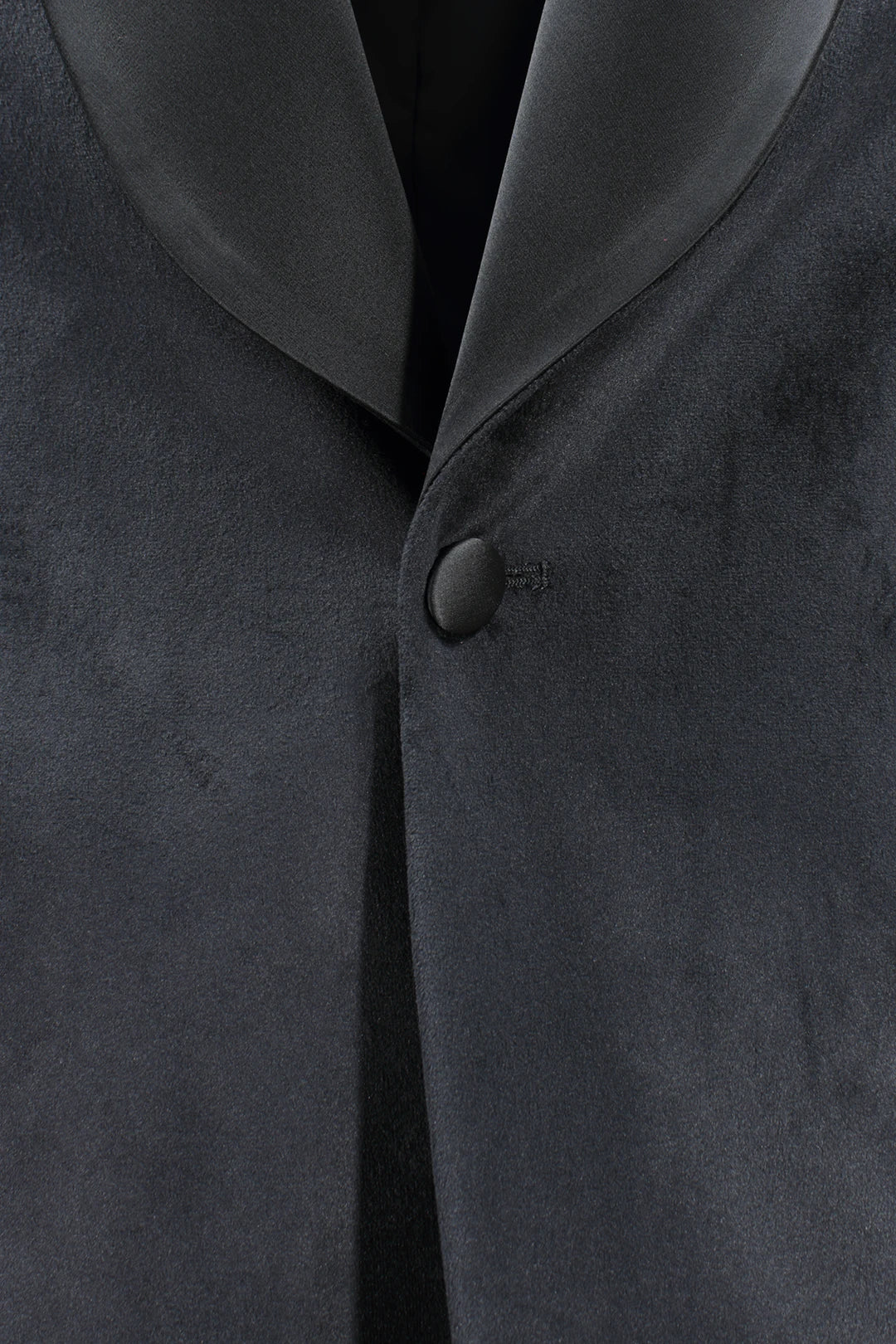 Giacca smoking in velluto liscio nero bottone
