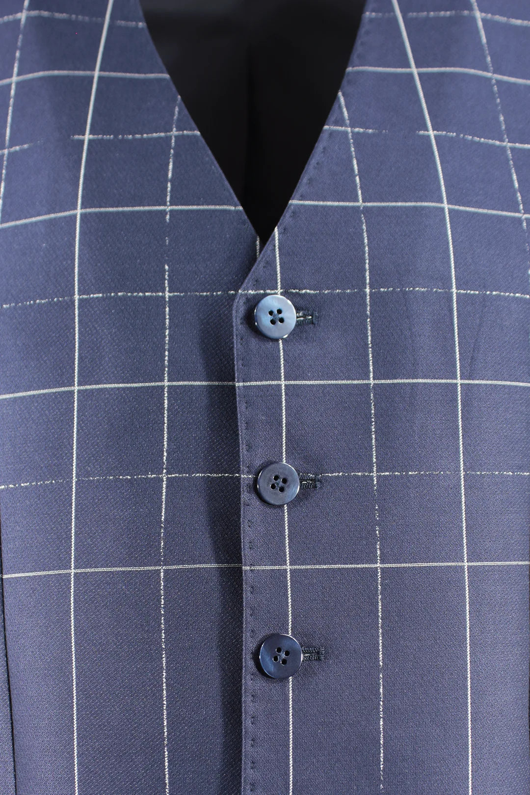 Gilet in cotone blu fantasia jacquard bottoni