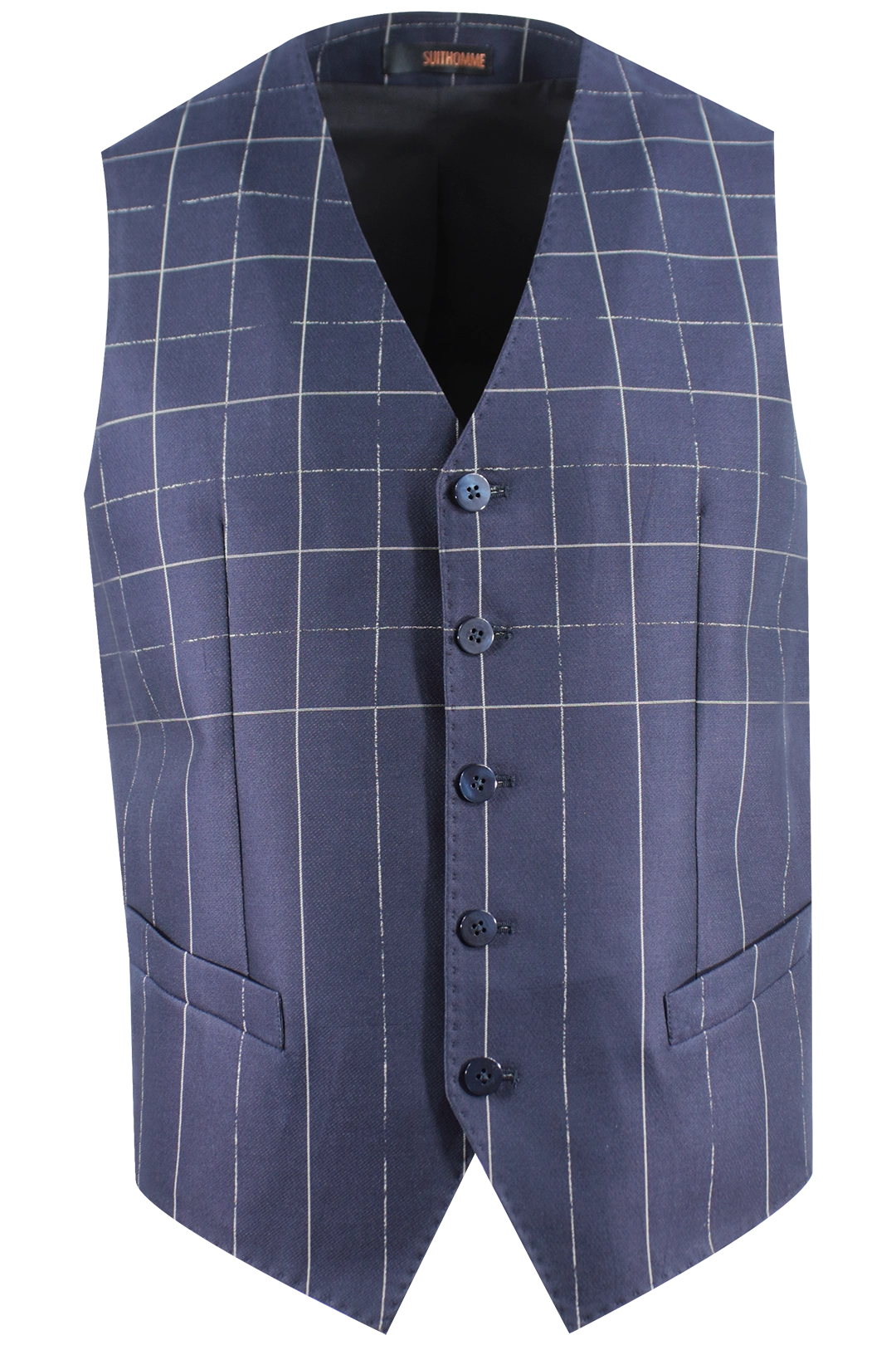 Gilet in cotone blu fantasia jacquard