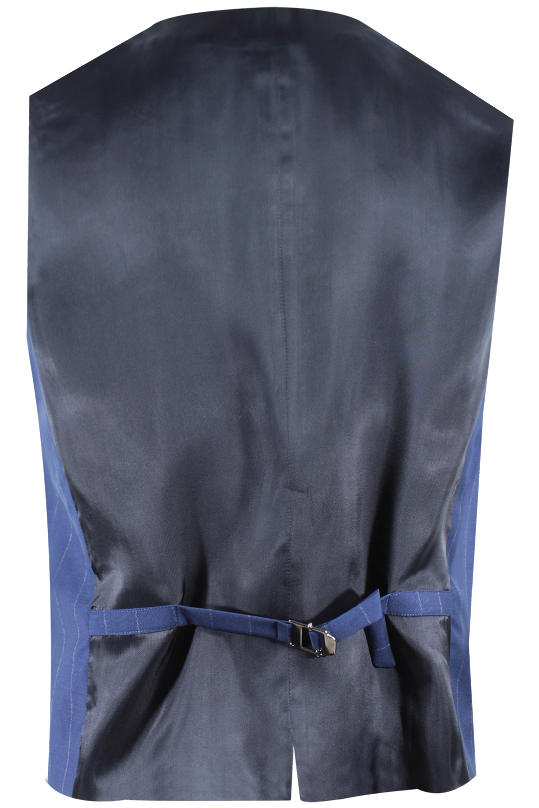 Gilet doppiopetto in lana blu gessata retro