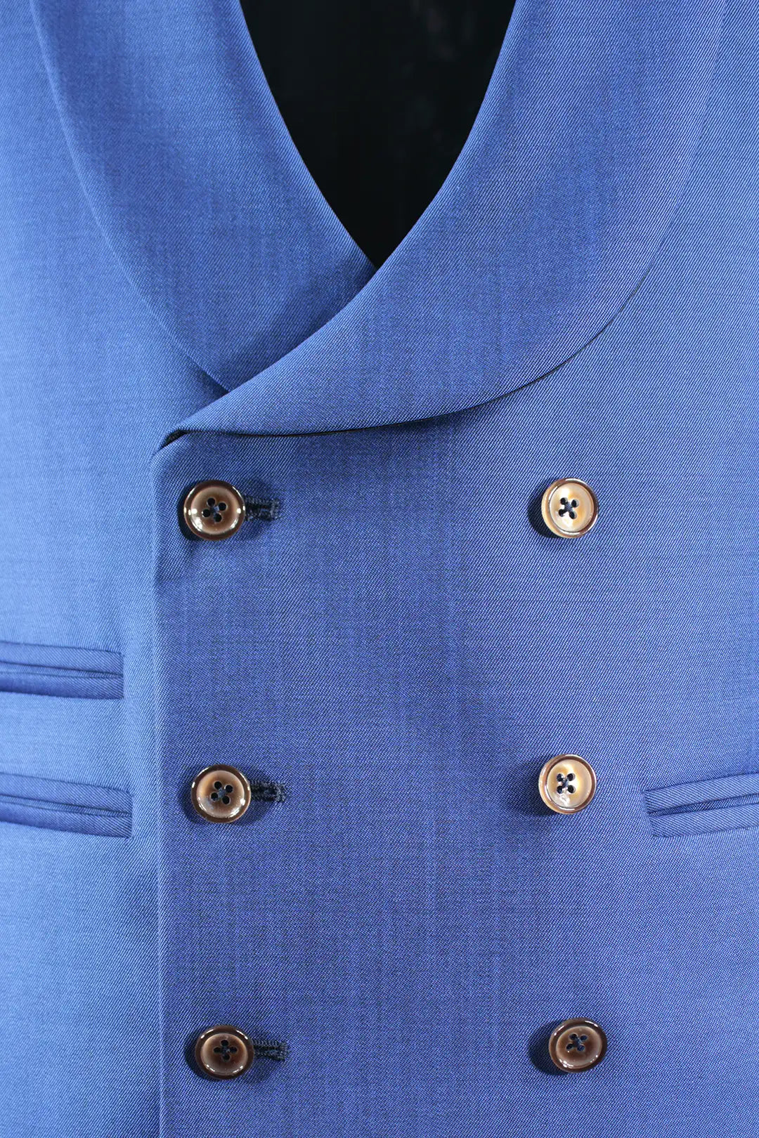 Gilet doppiopetto in lana mohair bluette bottoni