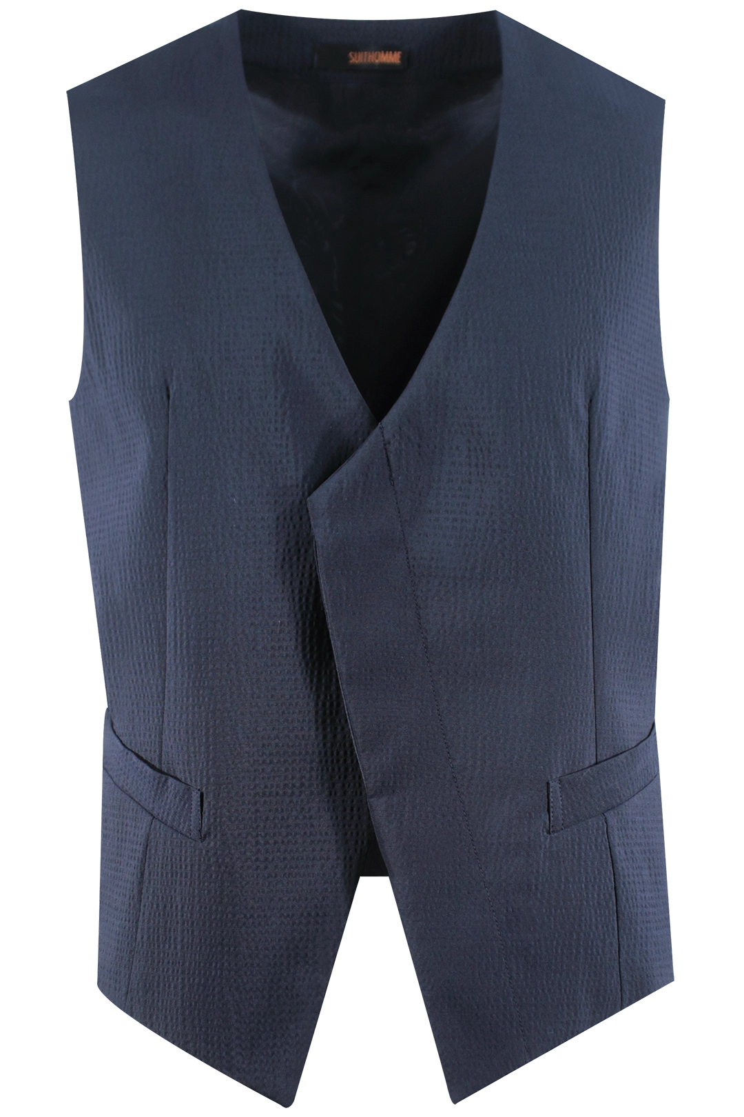 Gilet doppiopetto in lana seersucker blu