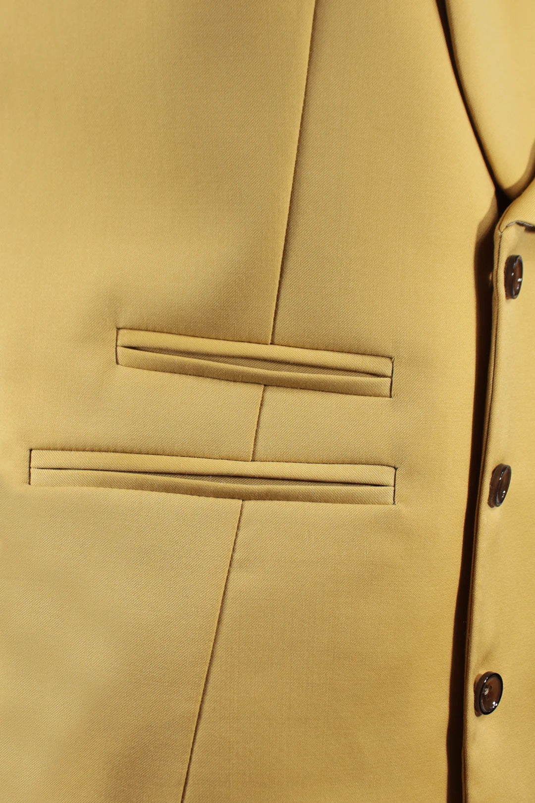 Gilet doppiopetto in lana senape tasca