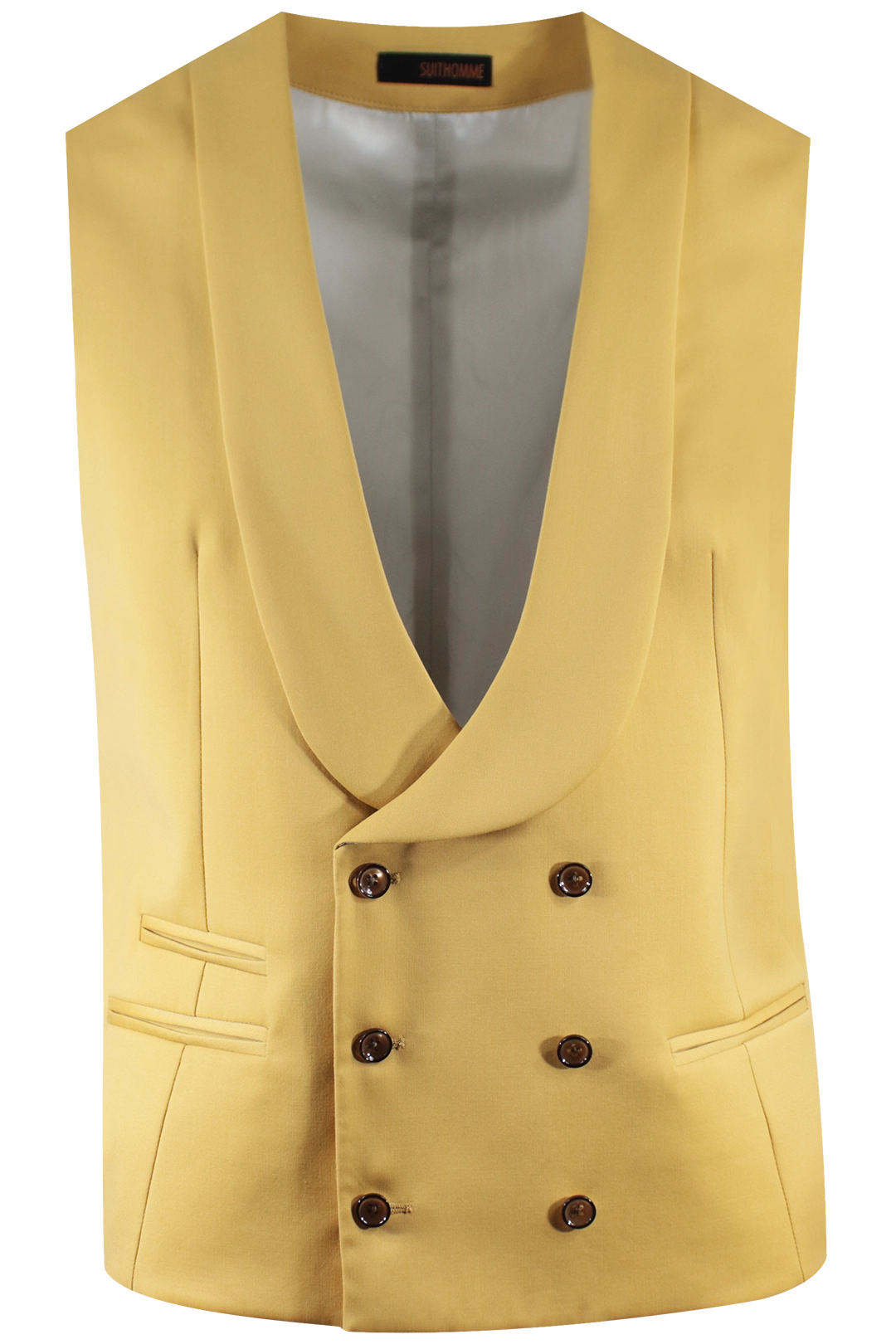 Gilet doppiopetto in lana senape