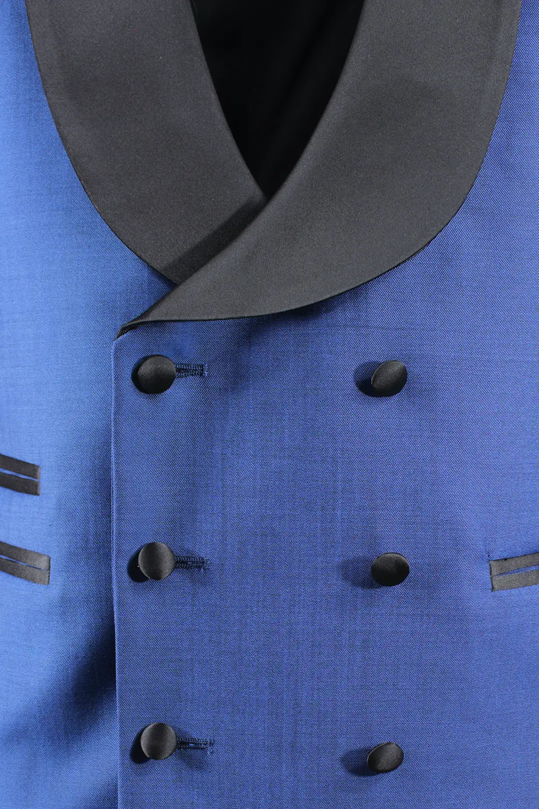 Gilet doppiopetto in lana mohair bluette bottoni