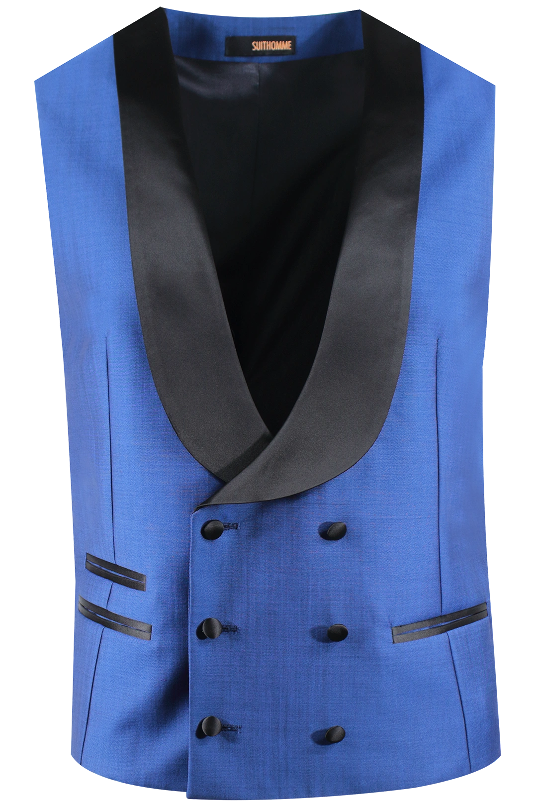 Gilet doppiopetto in lana mohair bluette