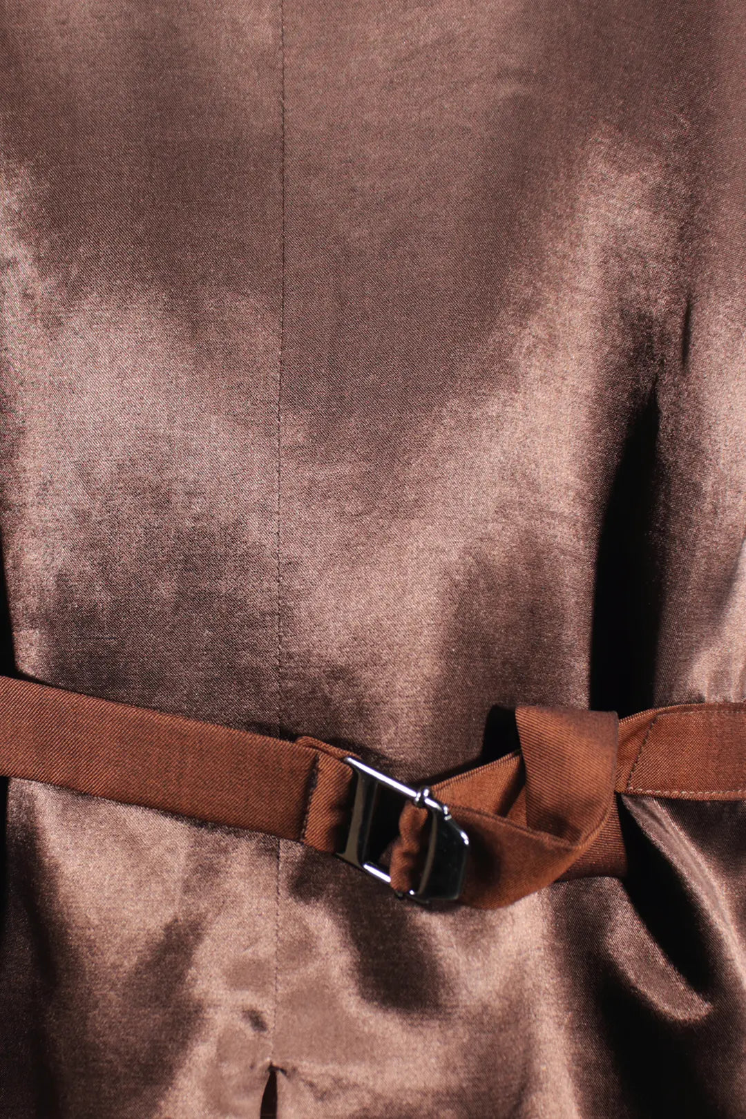 Gilet doppiopetto in lana mohair bronzo cinturino