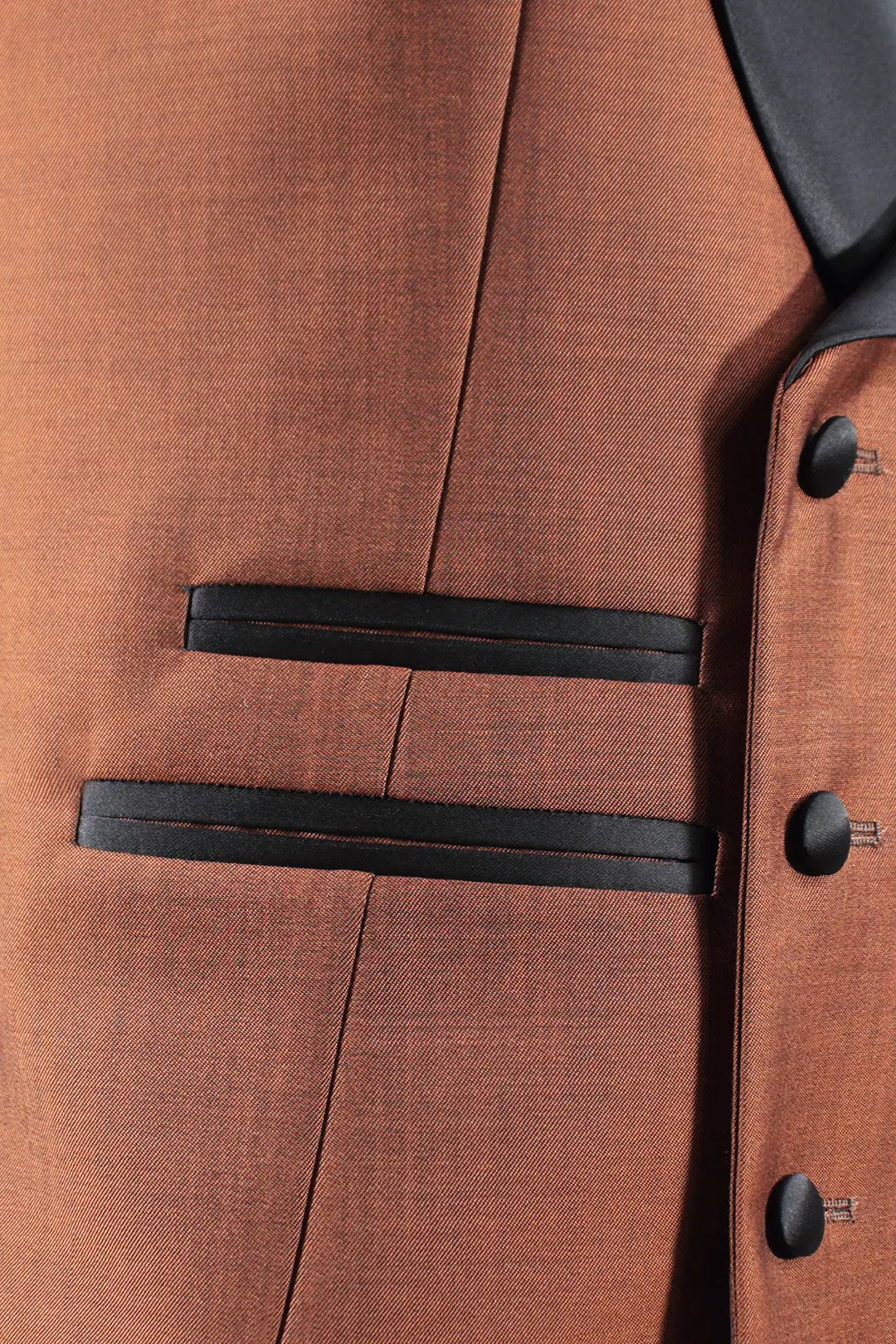 Gilet doppiopetto in lana mohair bronzo tasca