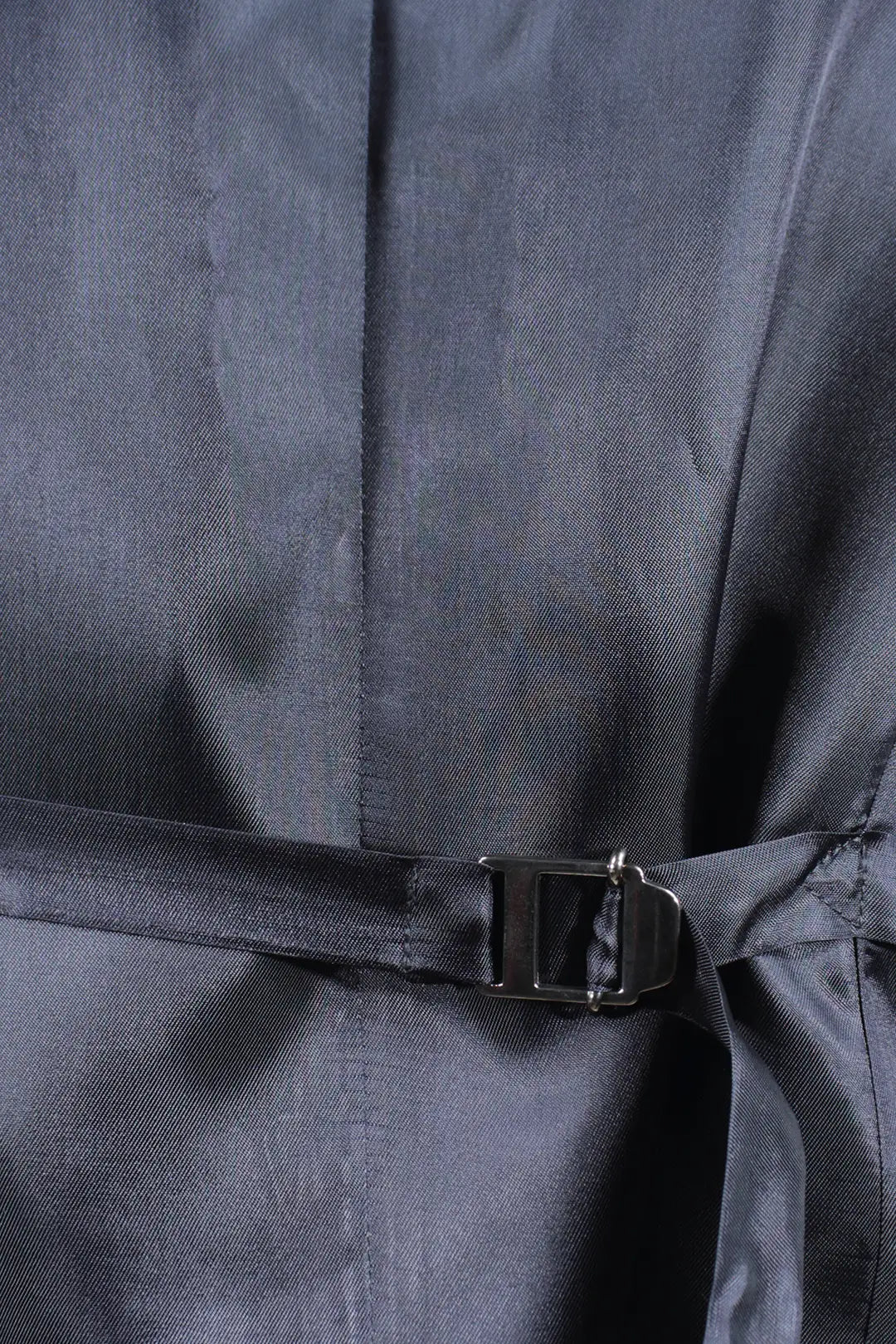 Gilet in pura lana blu gessata cinturino