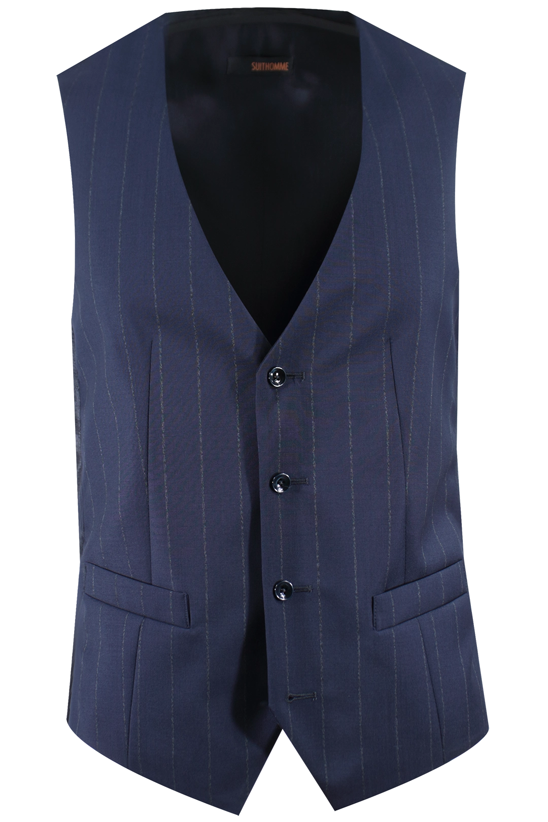Gilet in pura lana blu gessata