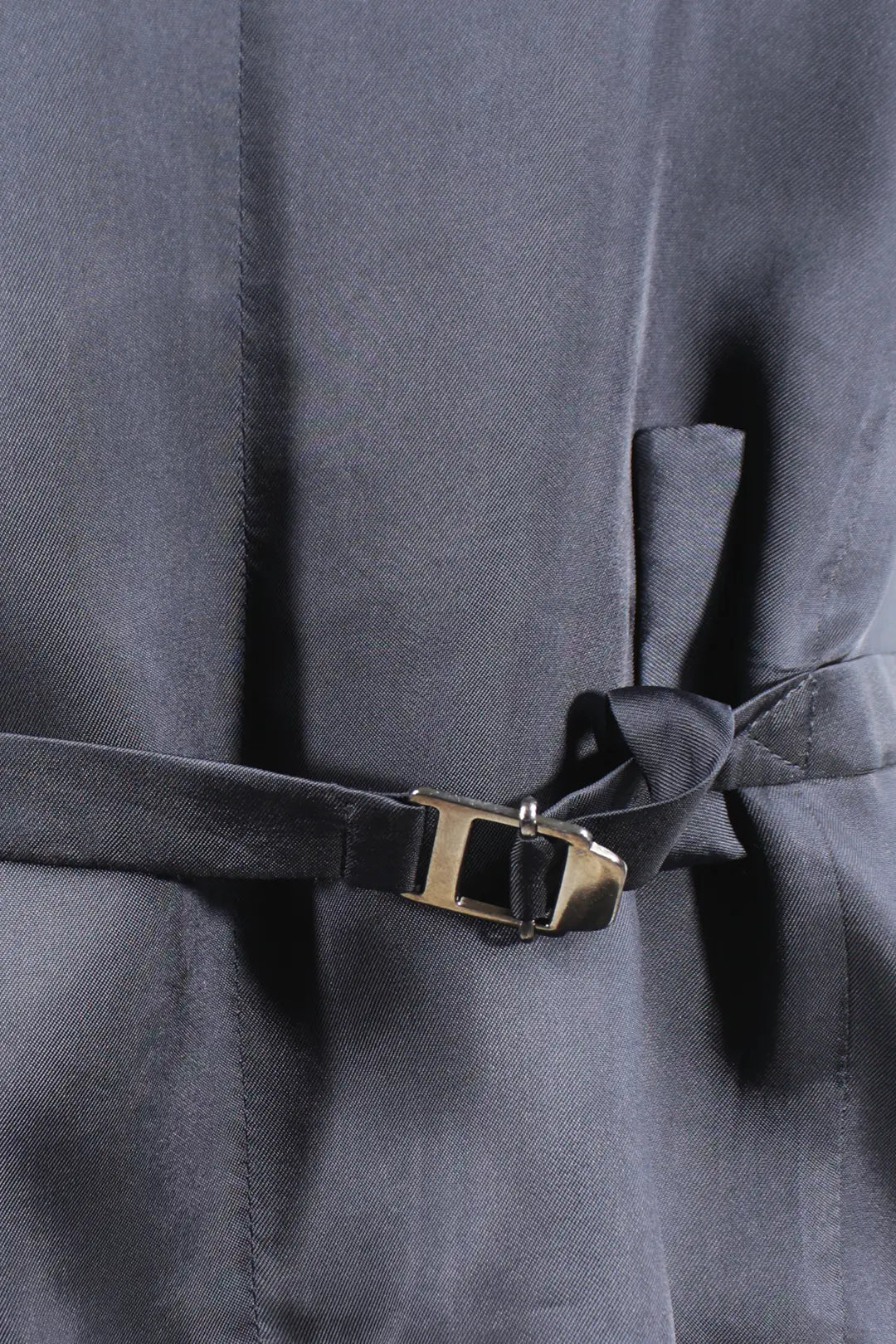 Gilet in pura lana grigia cinturino