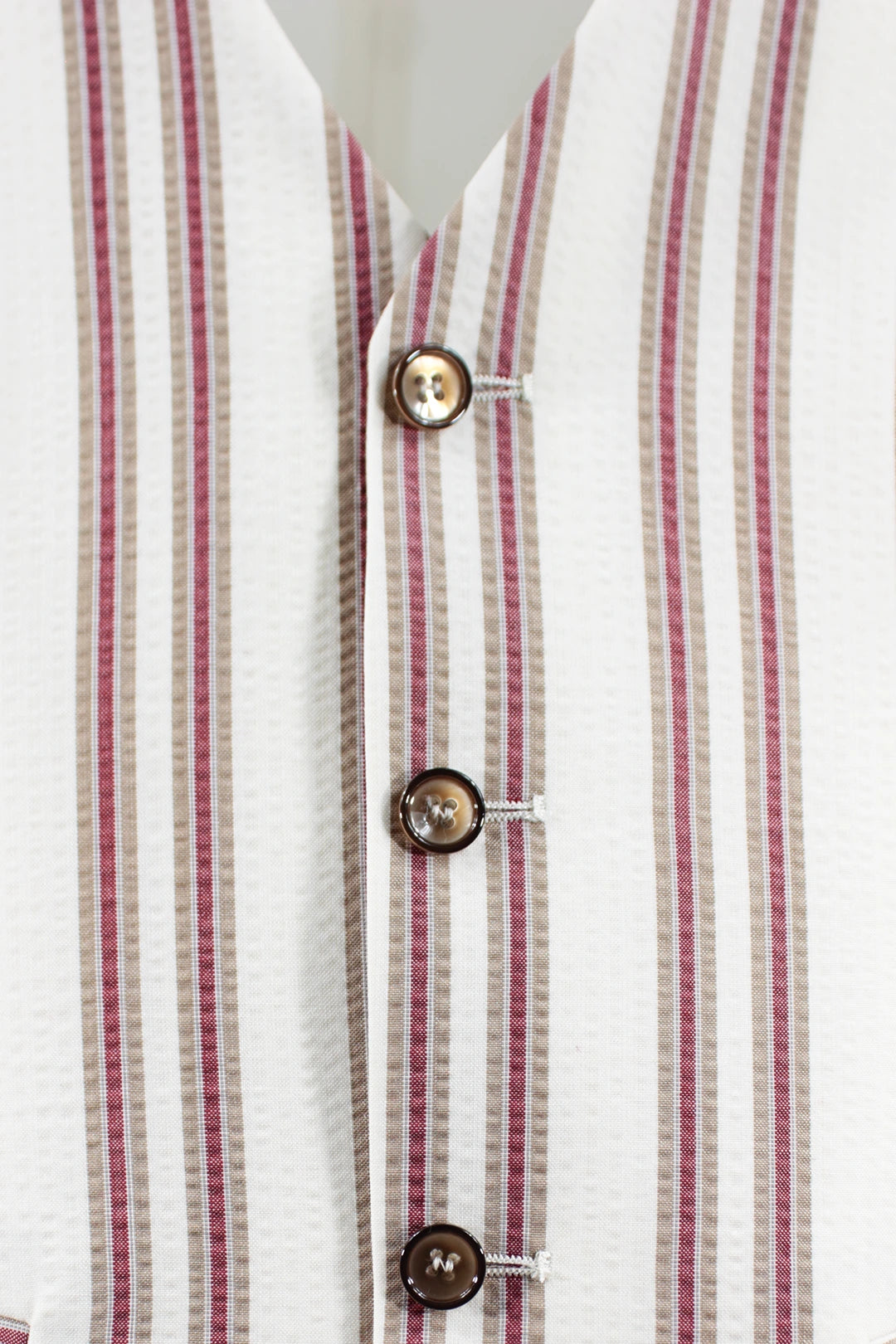 Gilet in lana seersucker panna a righe bottoni