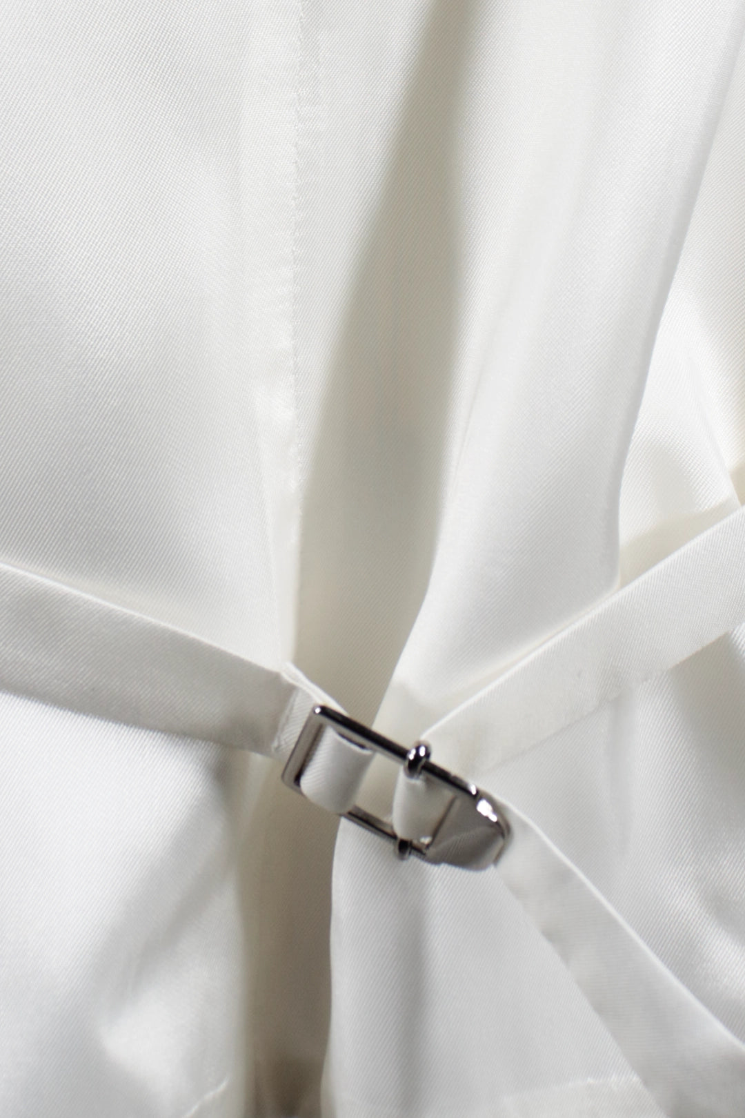 Gilet in lana seersucker panna a righe cinturino